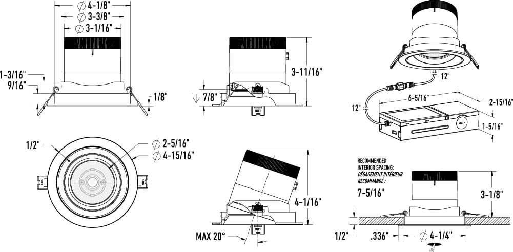4in light module and universal driver-20/35/60 Degree Lens-Wall Wash(BK,WH)