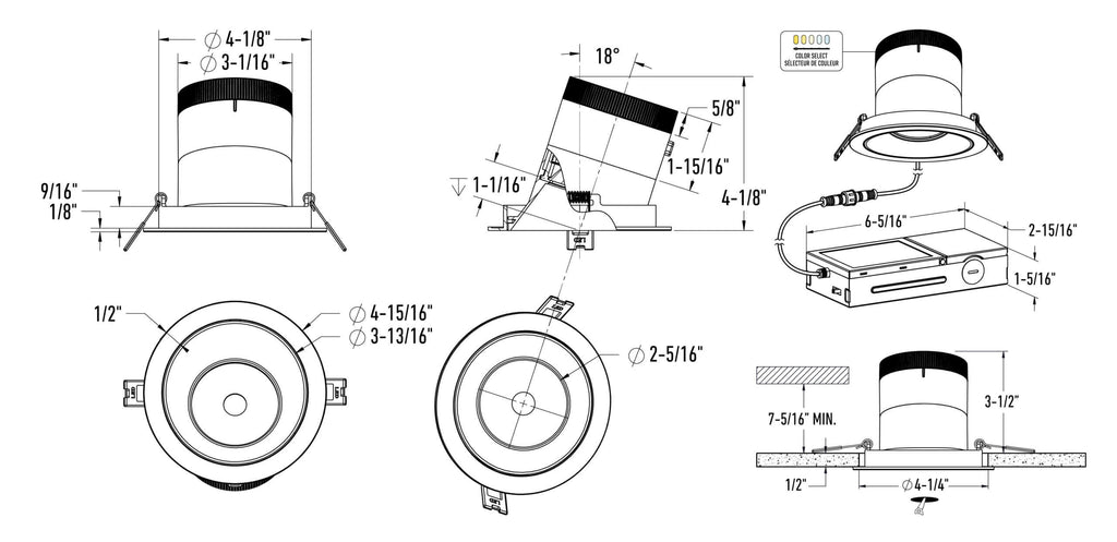 4in light module and universal driver-20/35/60 Degree Lens-Wall Wash(BK,WH)