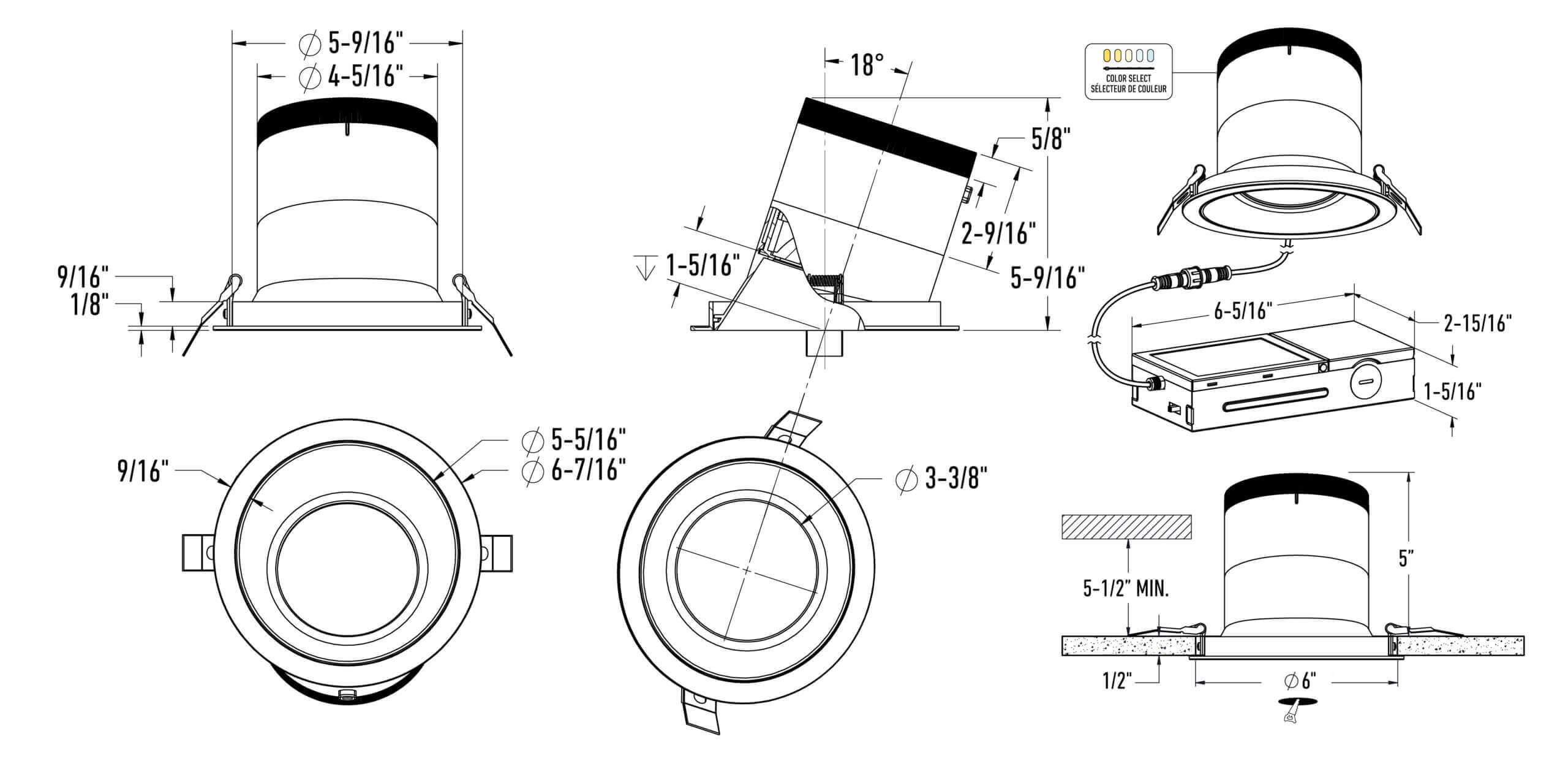 6in light module and universal driver-20/35/60 Degree Lens-Wall Wash(BK,WH)