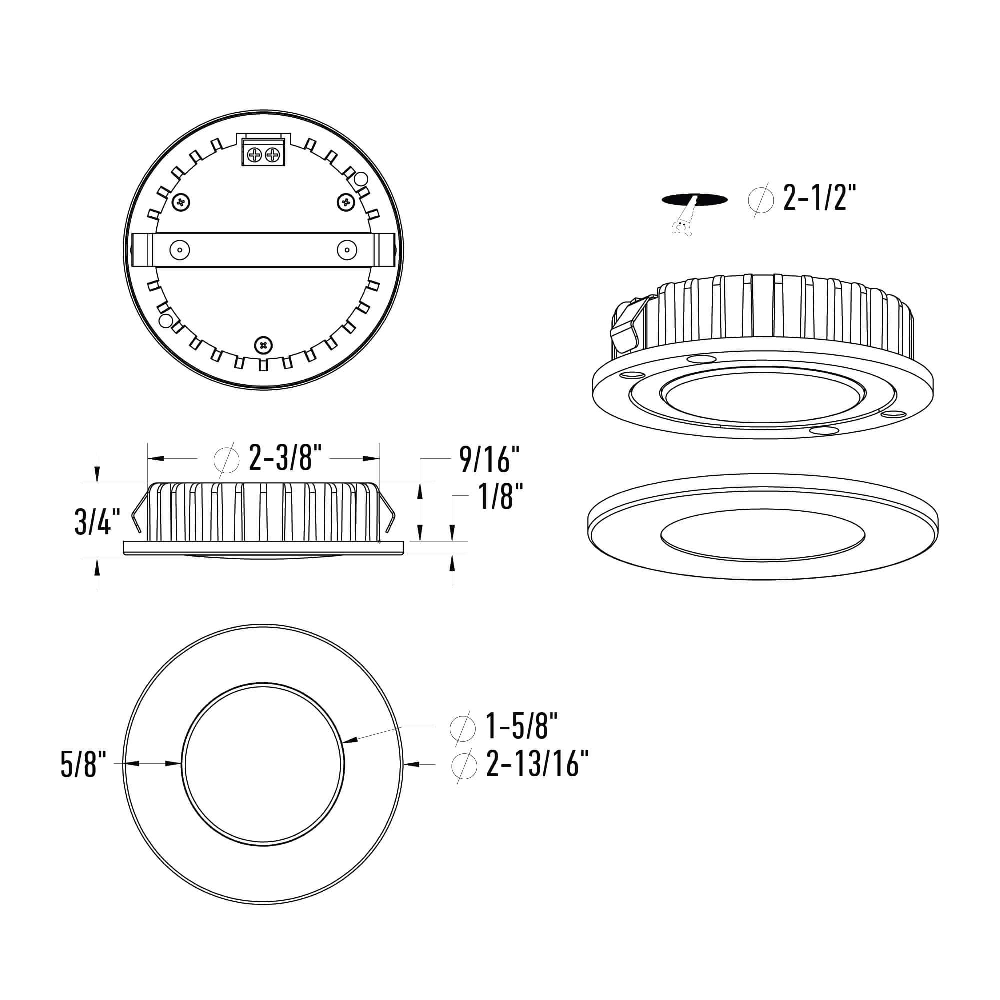 Puck 24v, recessed - Black