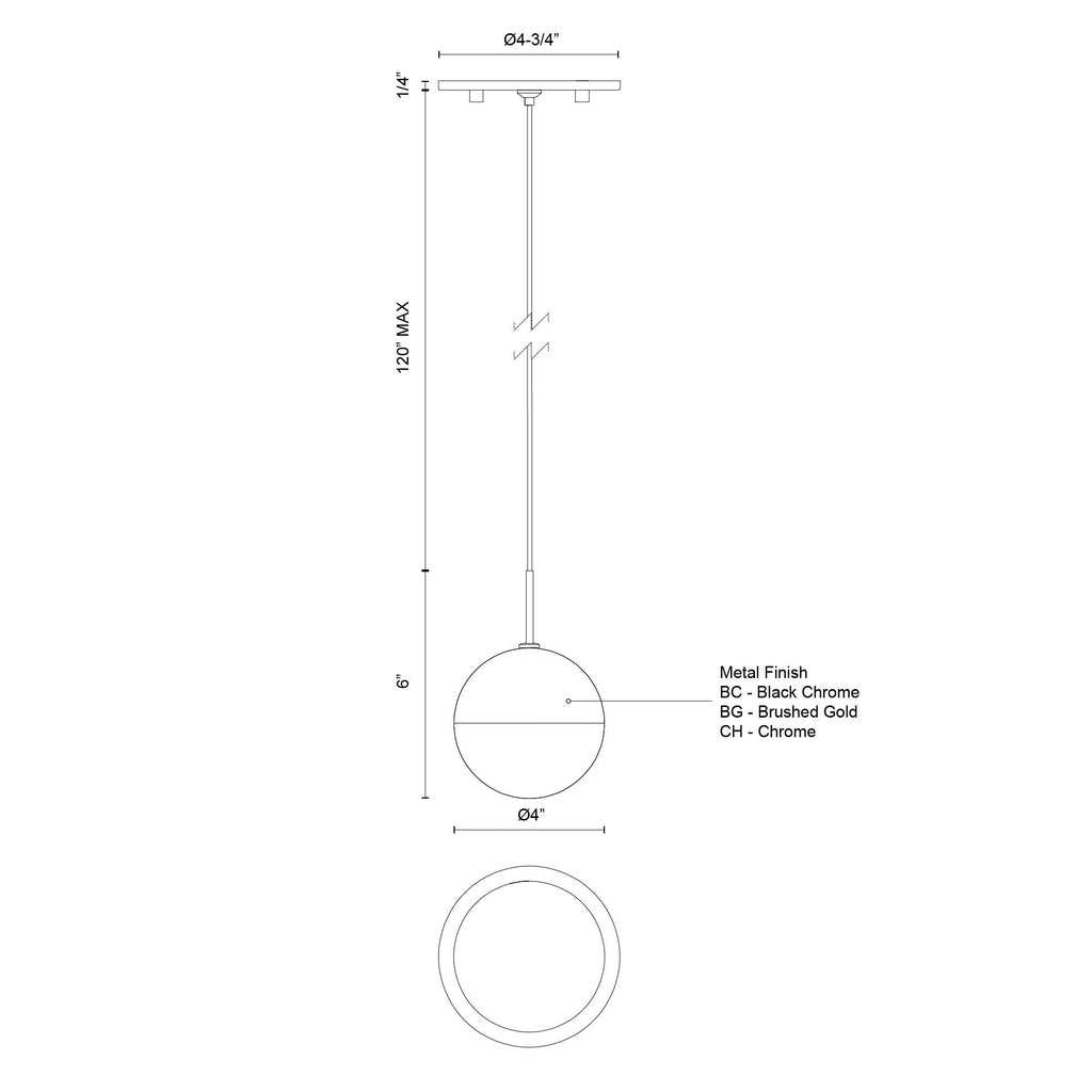Pluto 4-in Pendant