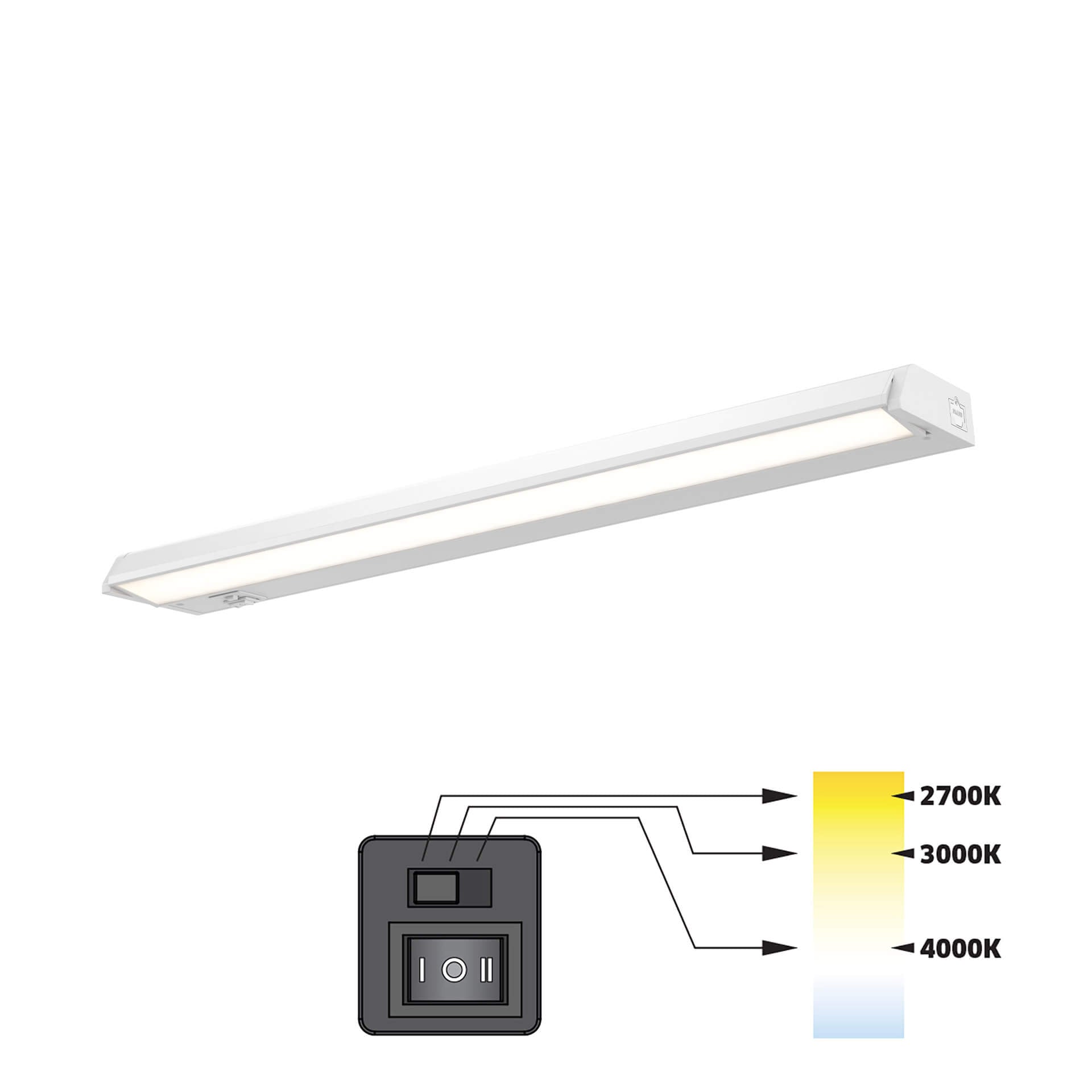 9030CC – Multi CCT under cabinet linear with swivel lens – Blanc / White