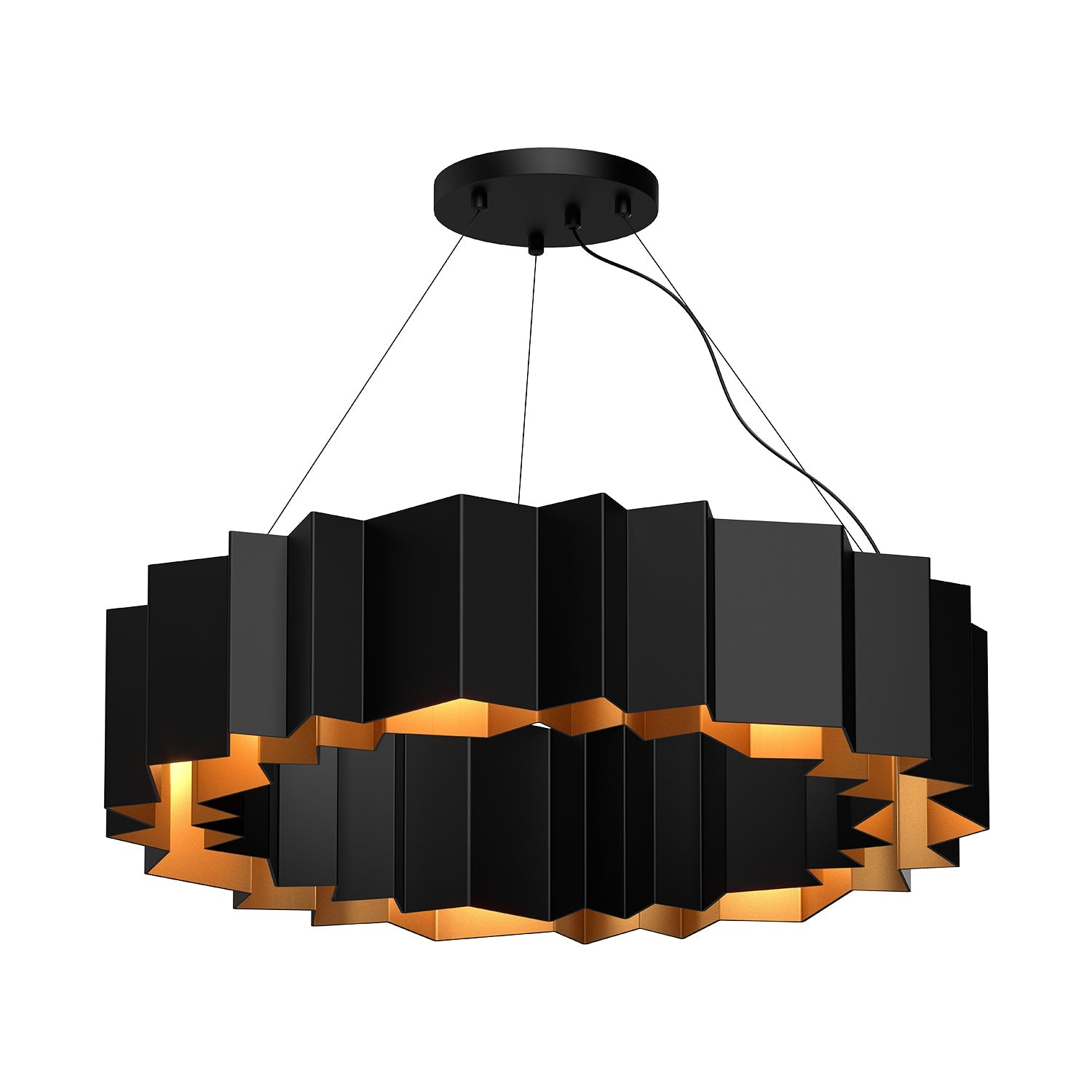 Akira 30-in Chandelier — Black/Gold