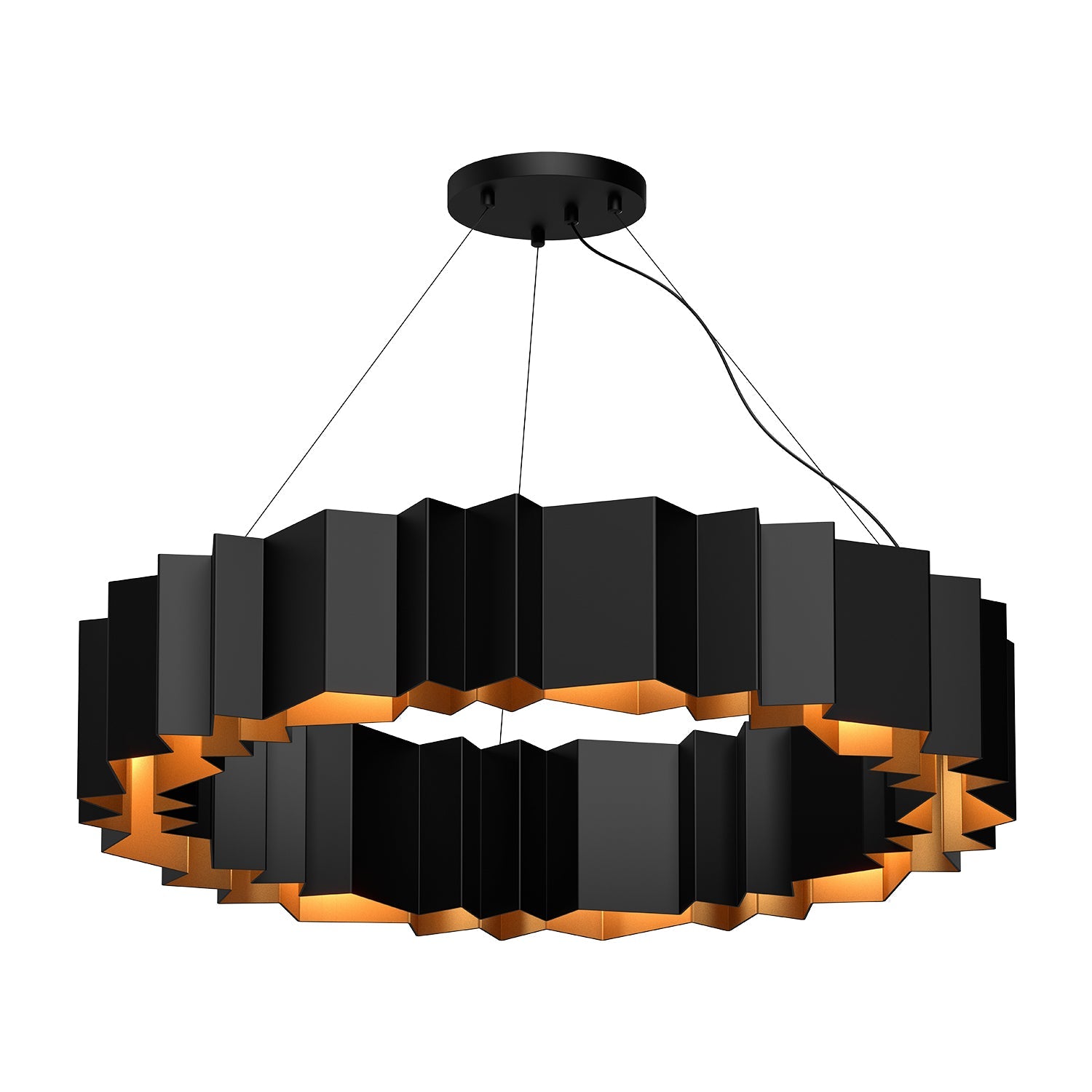 Akira 40-in Chandelier — Black/Gold