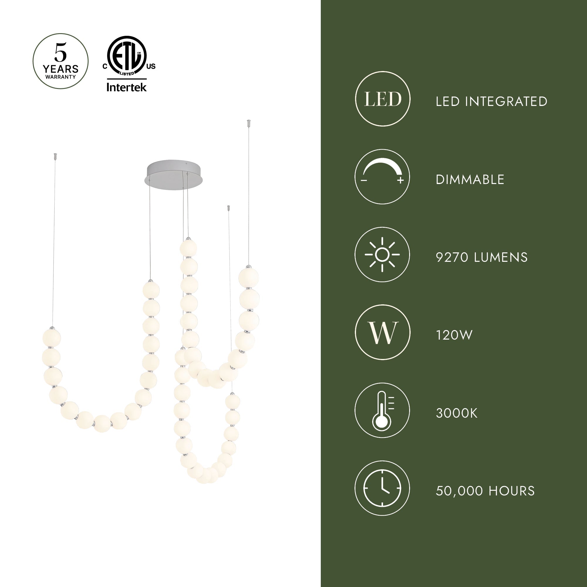 Akoya 54-in 3-Head Chandelier