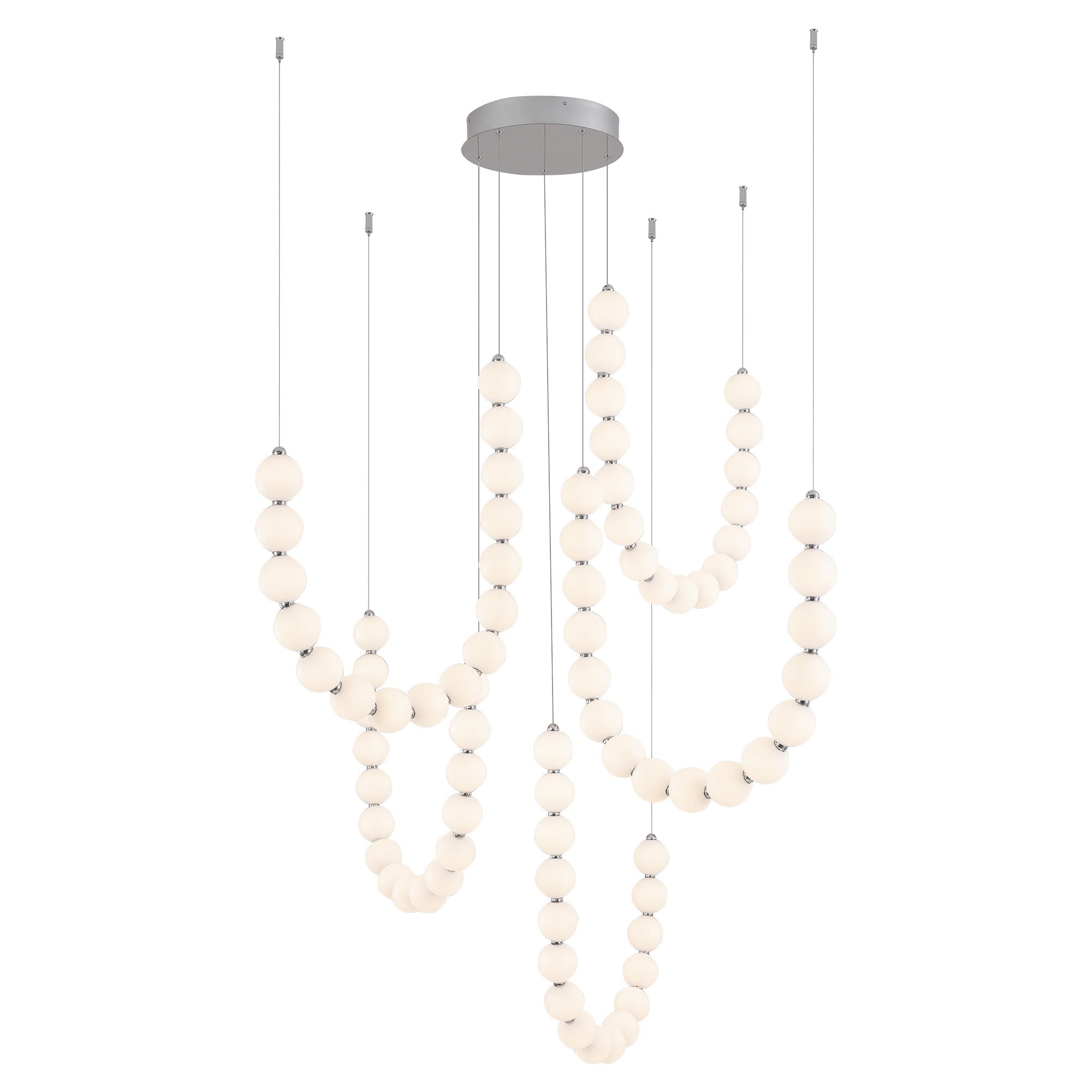 Akoya 54-in 5-Head Chandelier — Chrome [Universal Voltage and 0-10 Dimming]