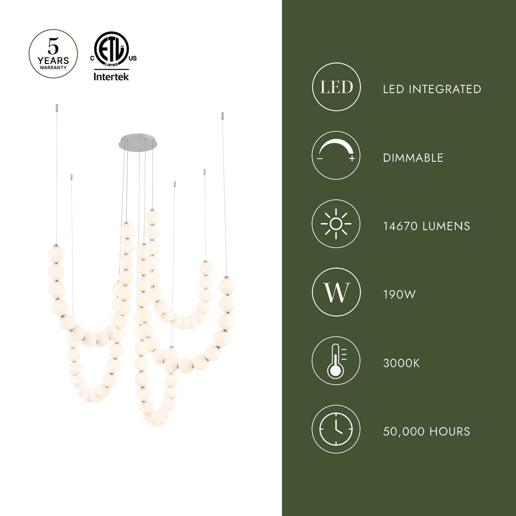 Akoya 54-in 5-Head Chandelier