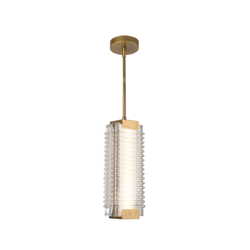 Alai 16-in Pendant — Vintage Brass/Ribbed Glass [Universal Voltage]