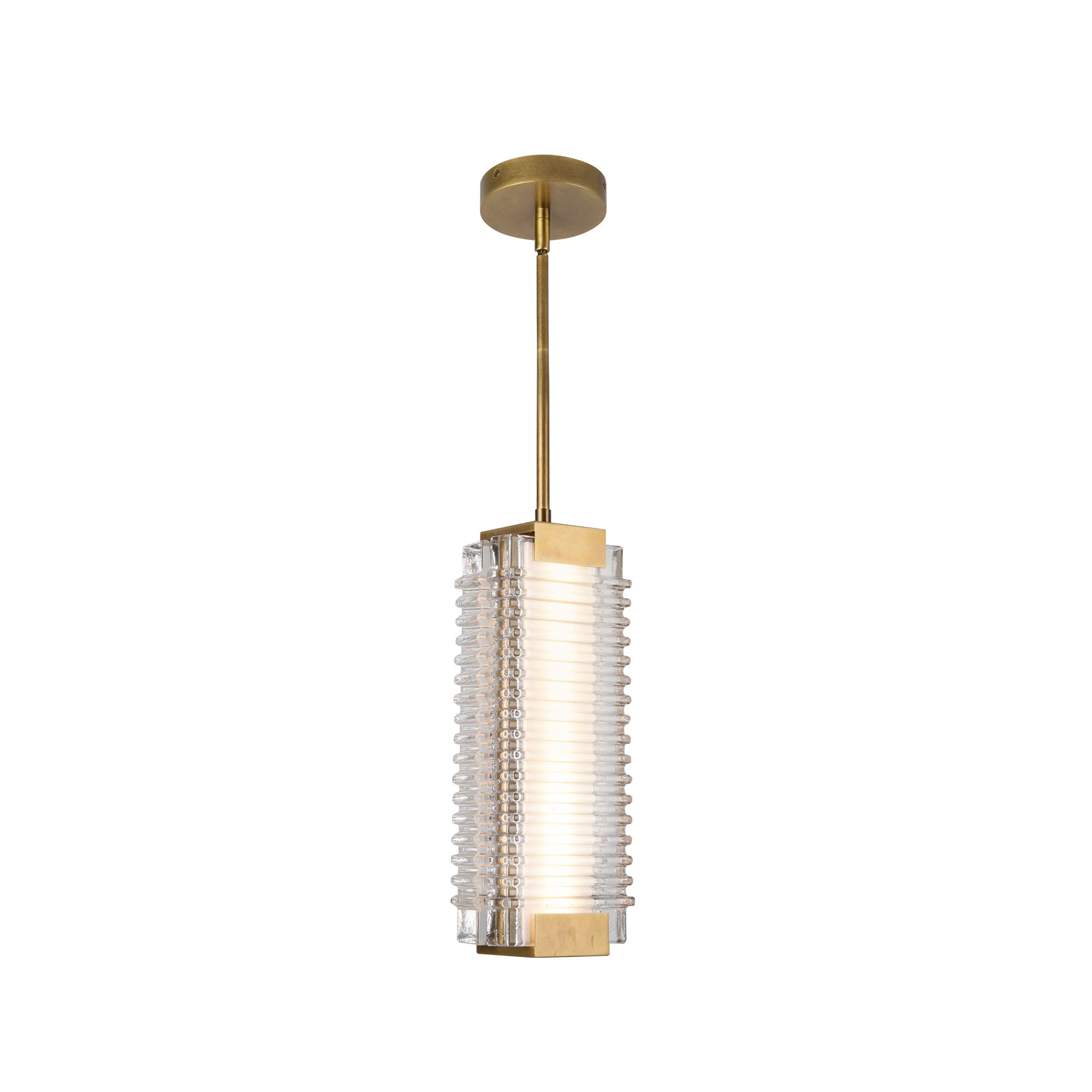 Alai 16-in Pendant — Vintage Brass/Ribbed Glass [Universal Voltage]