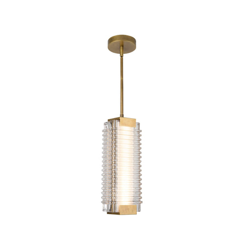 Alai 16-in Pendant — Vintage Brass/Ribbed Glass [Universal Voltage]
