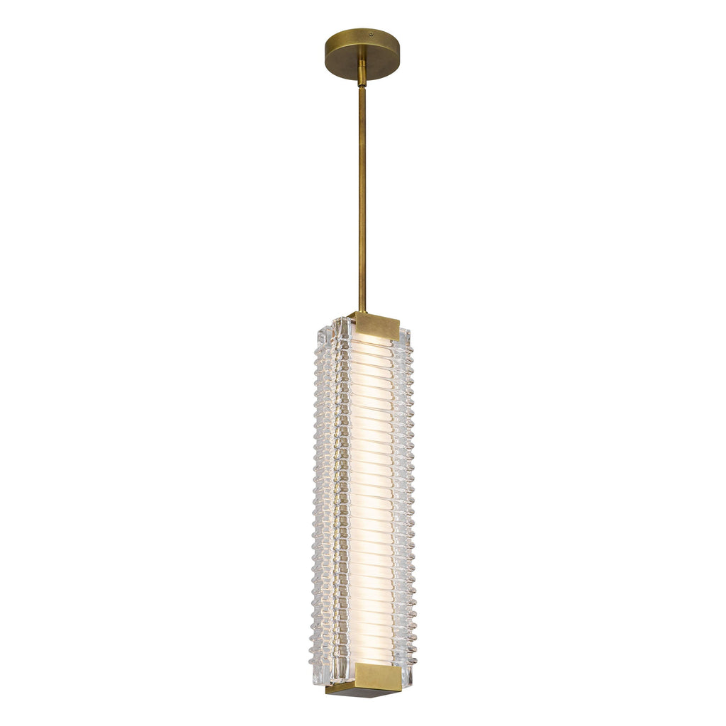 Alai 24-in Pendant — Vintage Brass/Ribbed Glass [Universal Voltage]