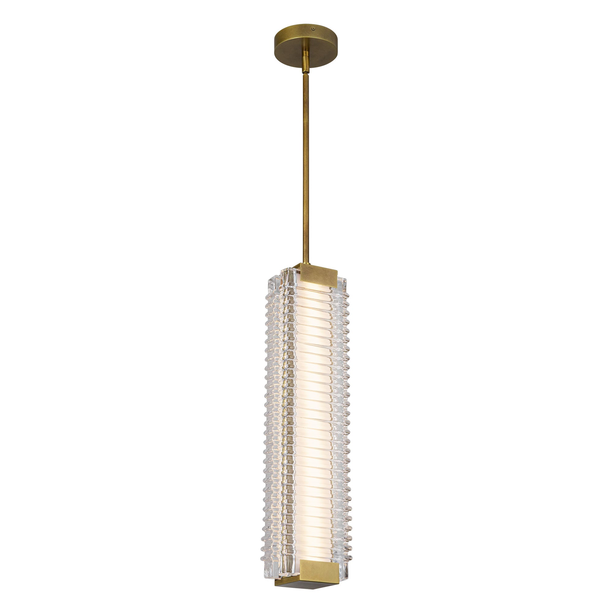 Alai 24-in Pendant — Vintage Brass/Ribbed Glass [Universal Voltage]