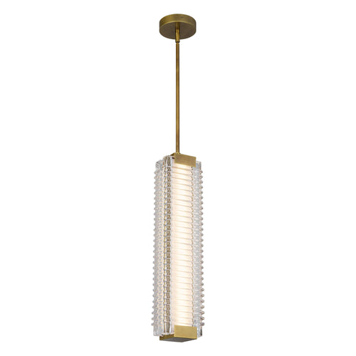 Alai 24-in Pendant — Vintage Brass/Ribbed Glass [Universal Voltage]