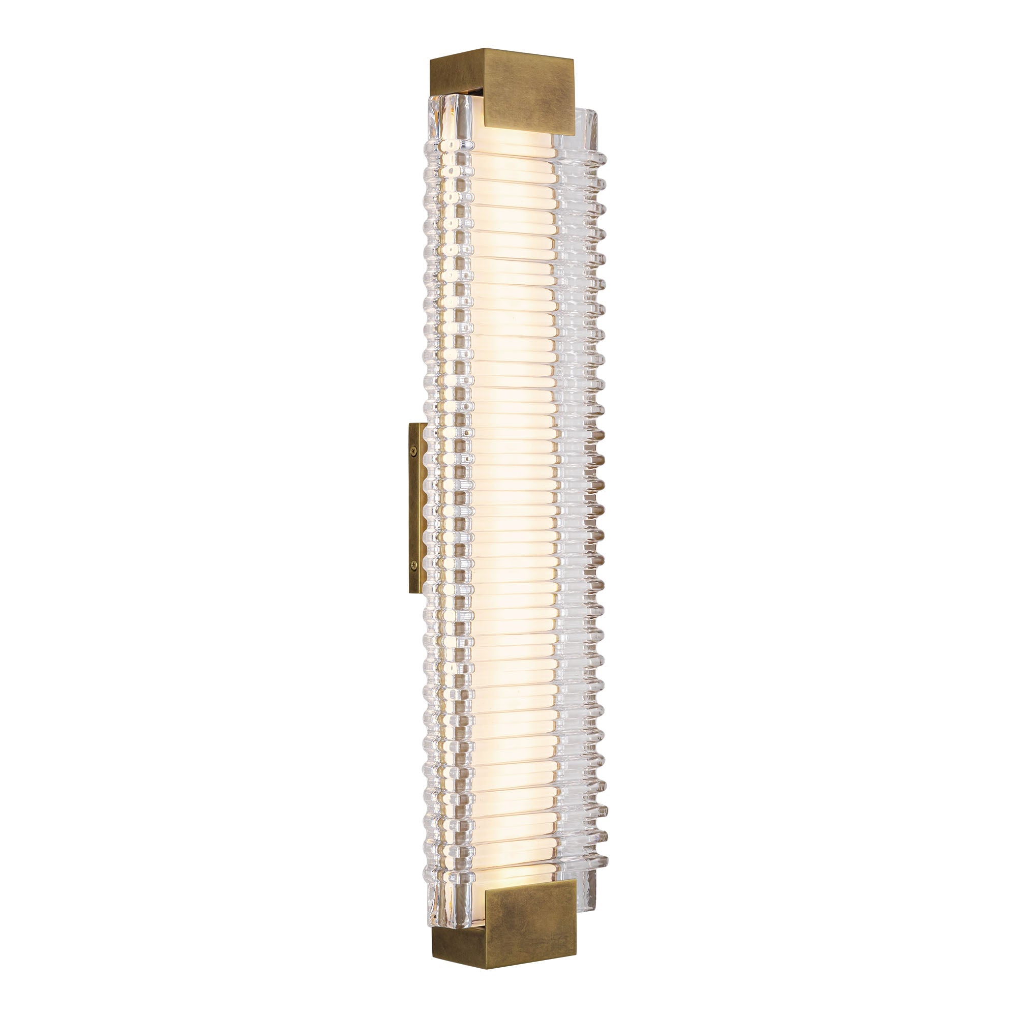 Alai 25-in Wall/Vanity Light — Vintage Brass/Ribbed Glass