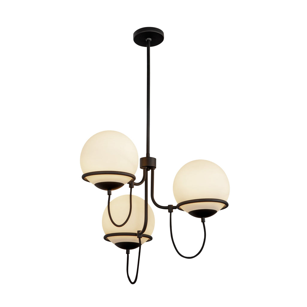 Alba 23-in Chandelier — Matte Black/Opal Glass