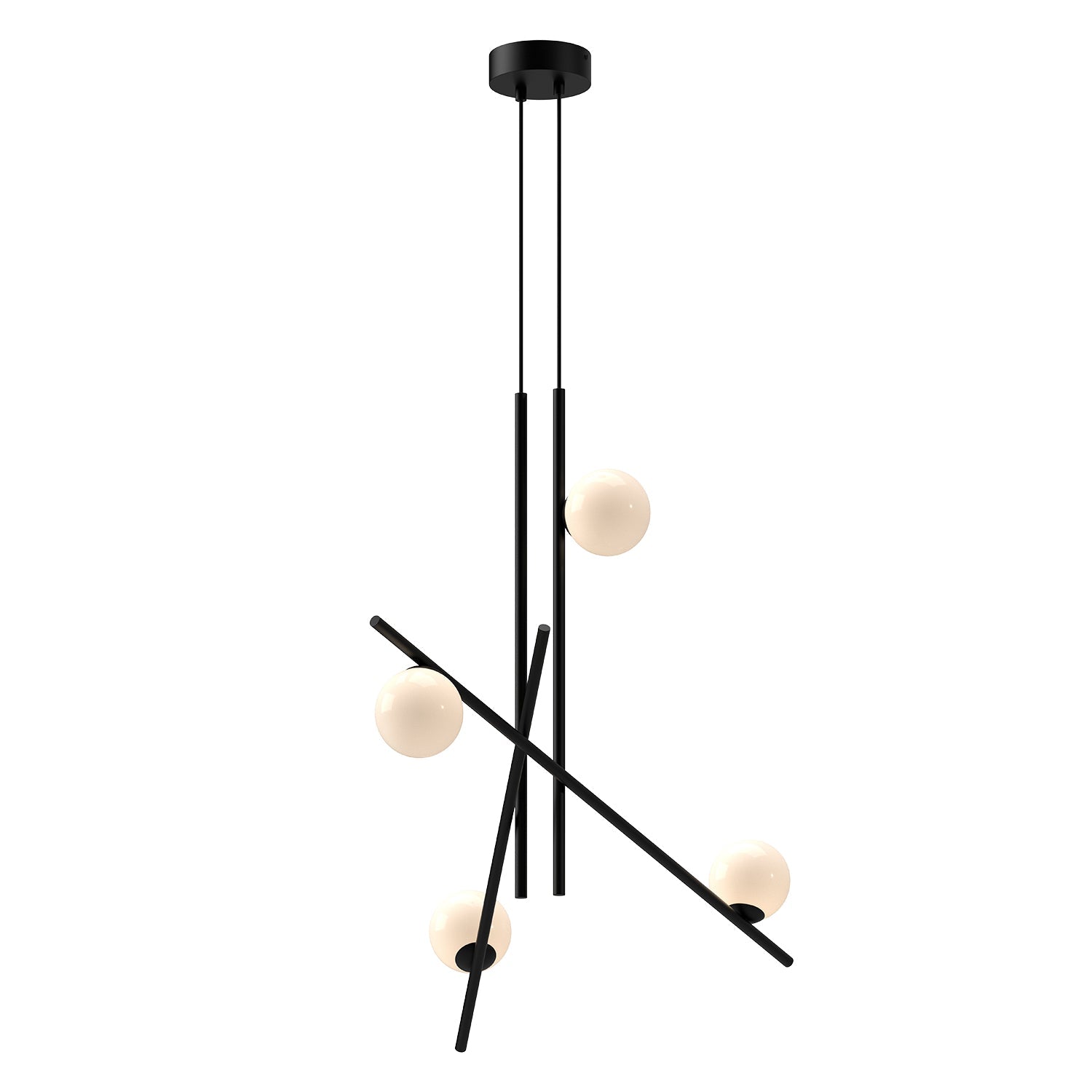 Amara 32-in Chandelier — Black/Glossy Opal Glass [Universal Voltage]