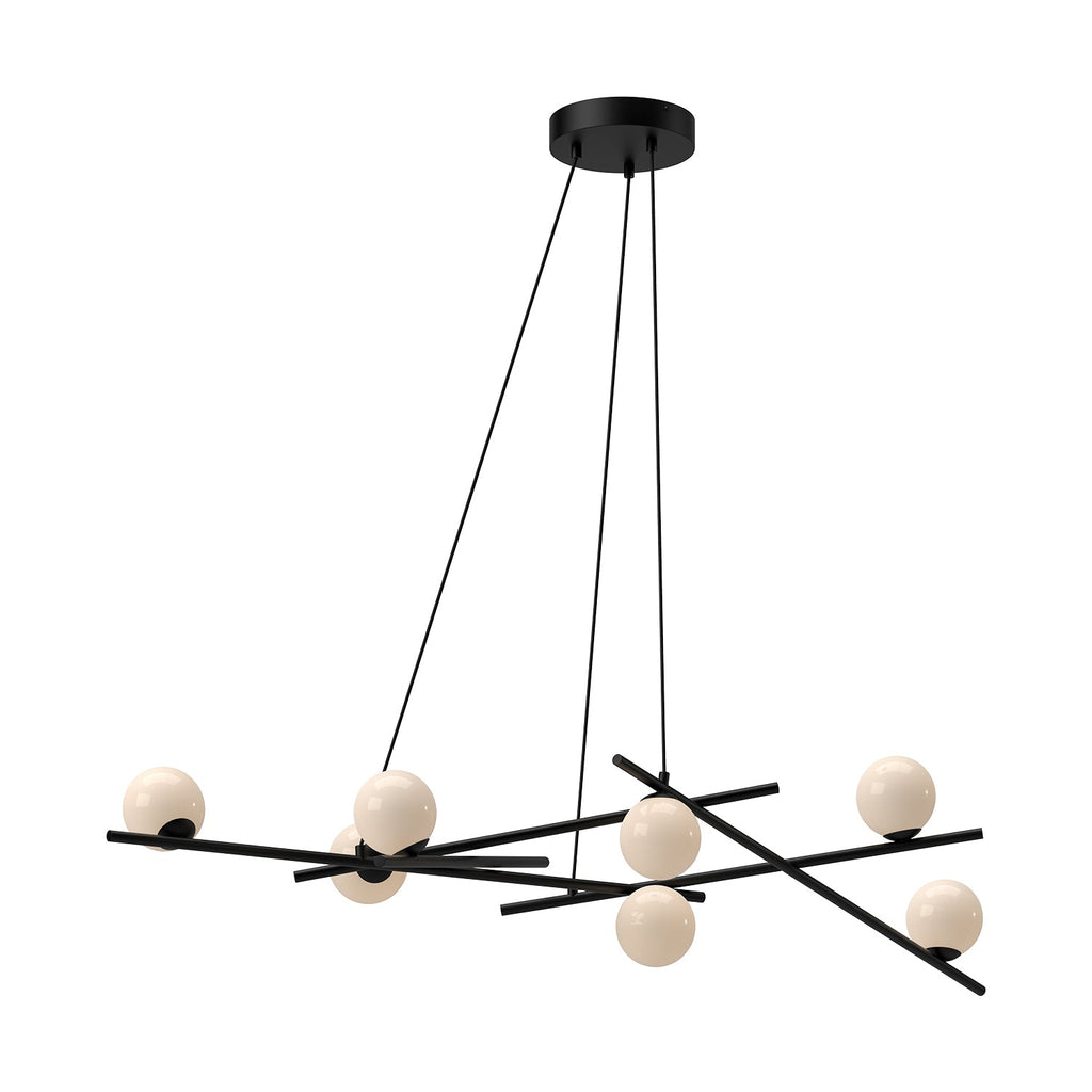 Amara 54-in Chandelier — Black/Glossy Opal Glass [Universal Voltage]