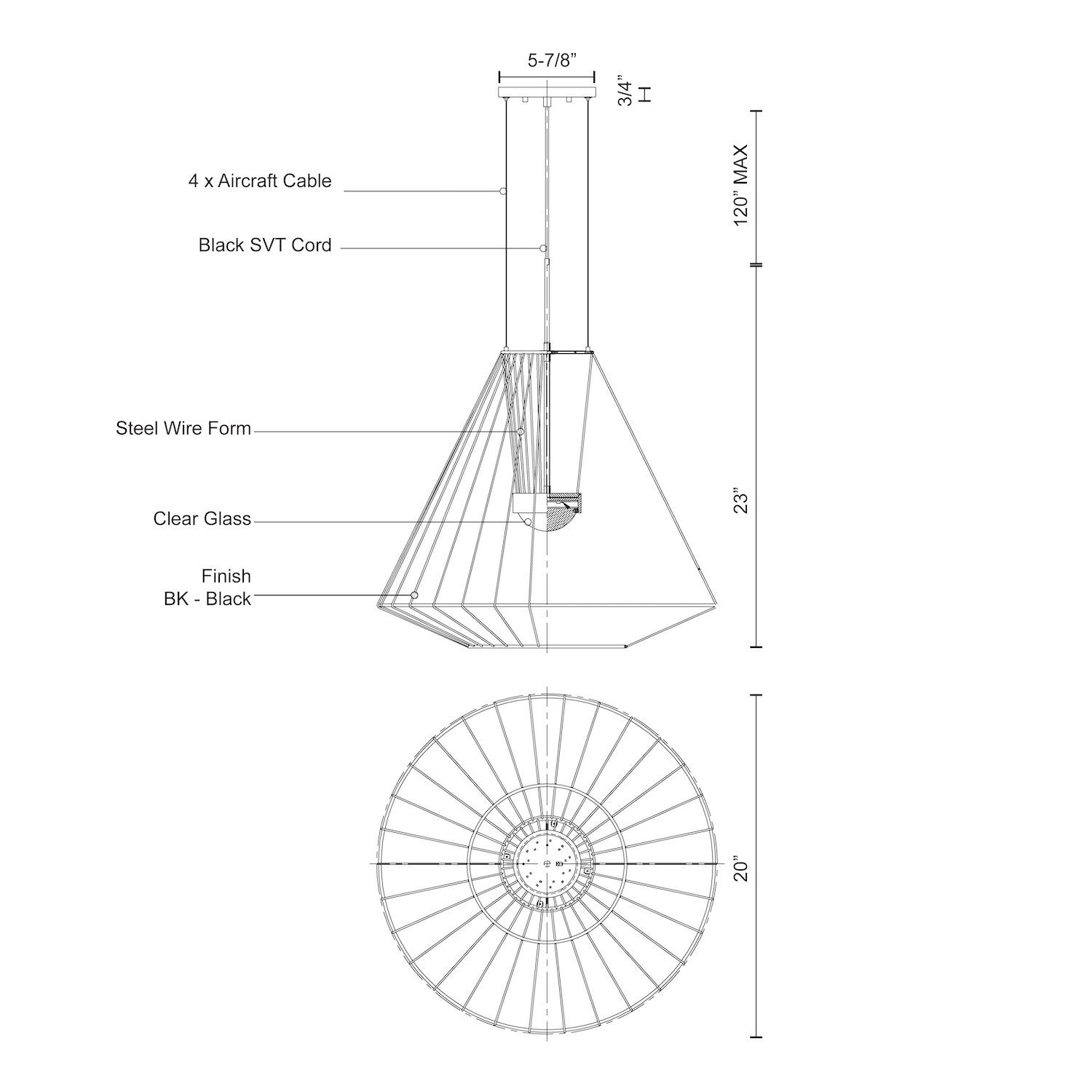 Arctic 20-in Exterior Pendant