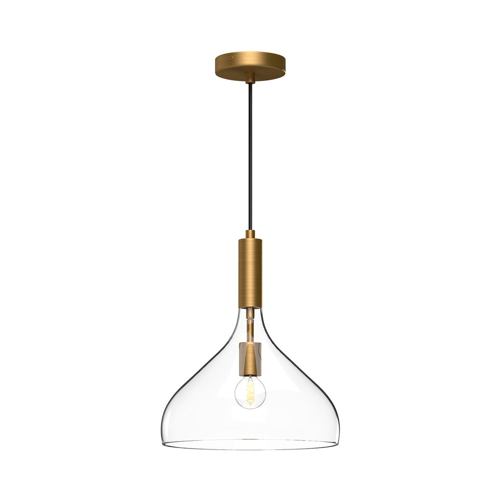 Belleview 12-in Pendant — Aged Gold/Clear Glass