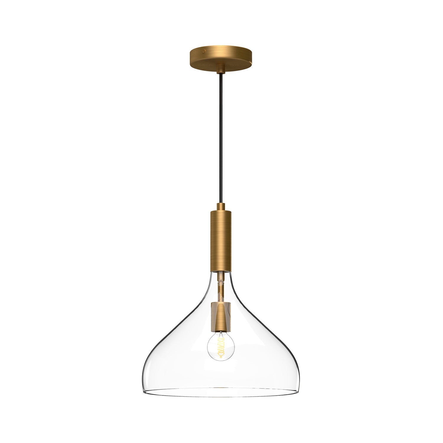 Belleview 12-in Pendant — Aged Gold/Clear Glass