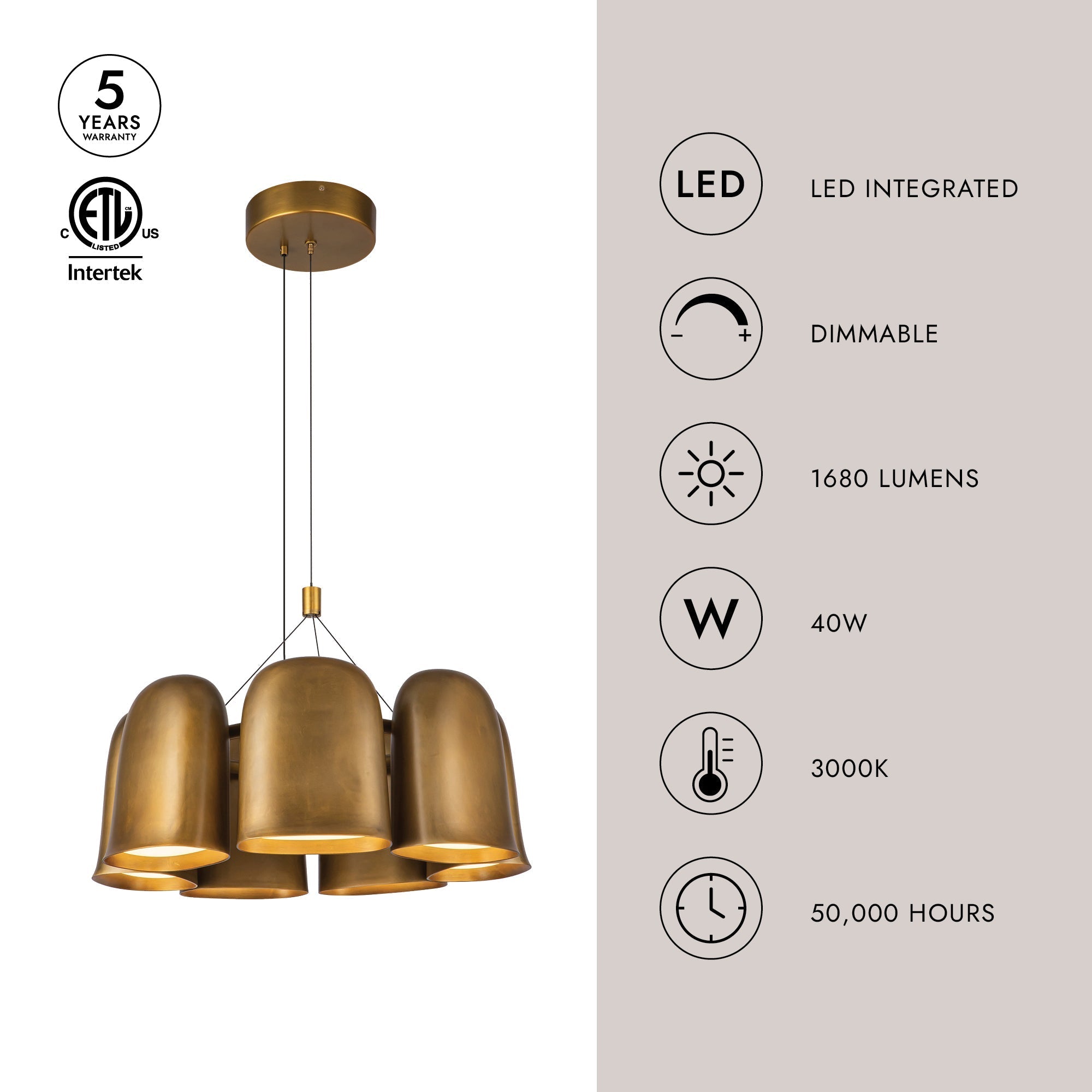 Bell 20-in Chandelier