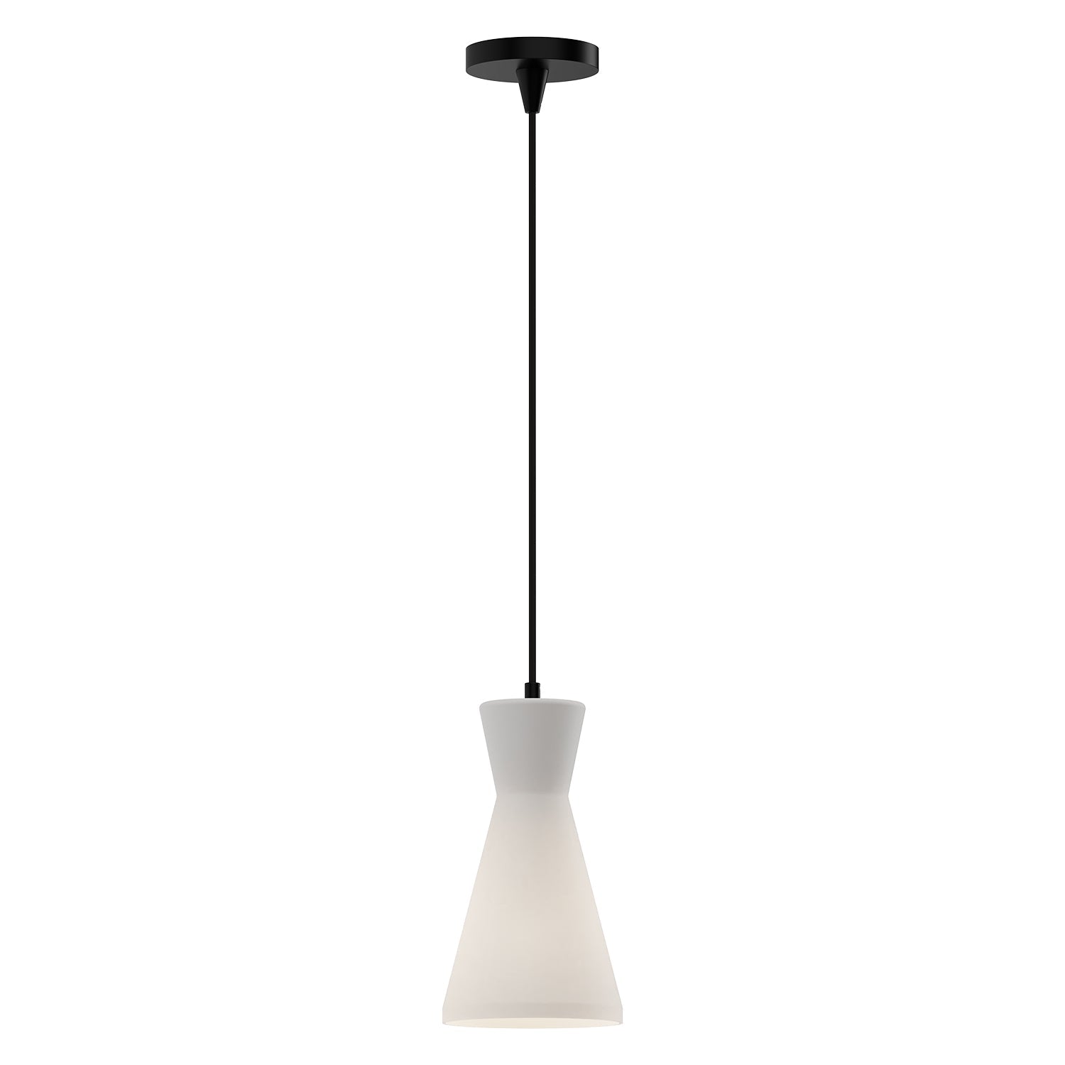 Betty 6-in Pendant — Matte Black/Opal Glass
