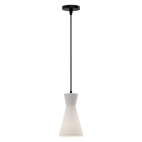 Betty 6-in Pendant — Matte Black/Opal Glass