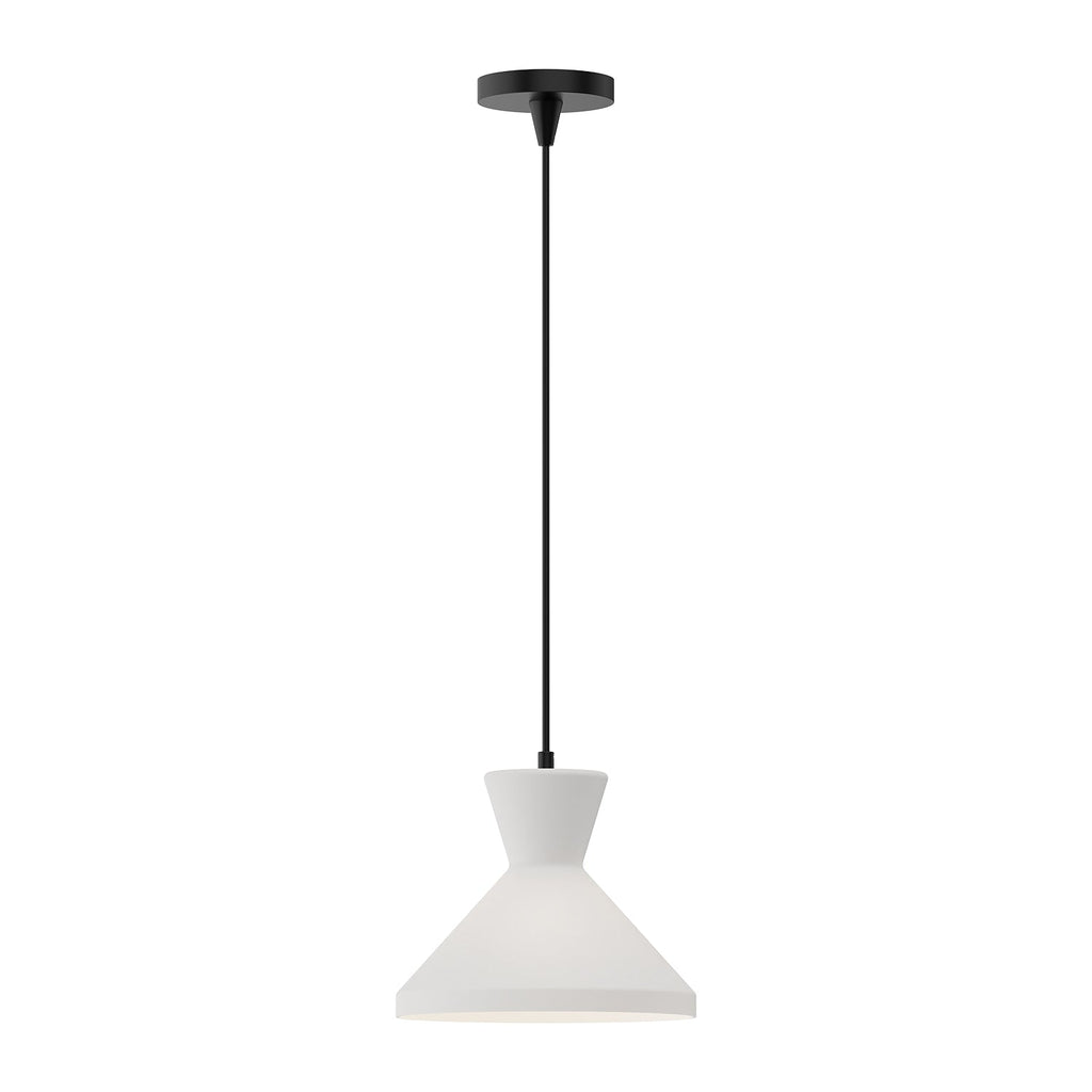 Betty 10-in Pendant — Matte Black/Opal Glass
