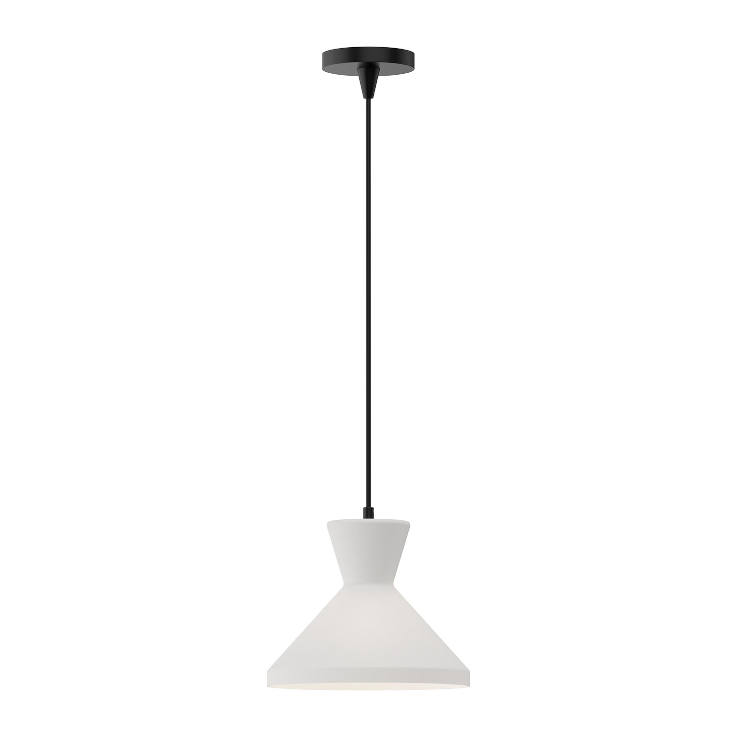 Betty 10-in Pendant — Matte Black/Opal Glass