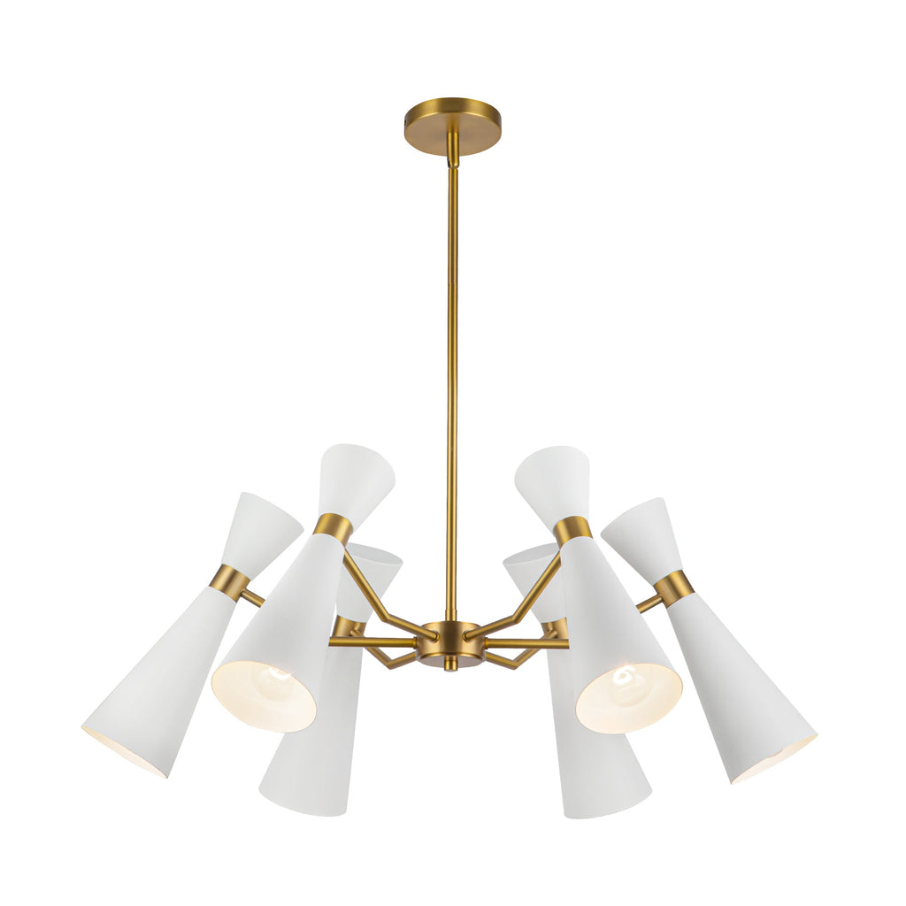 Blake 32-in Chandelier — White/Aged Gold