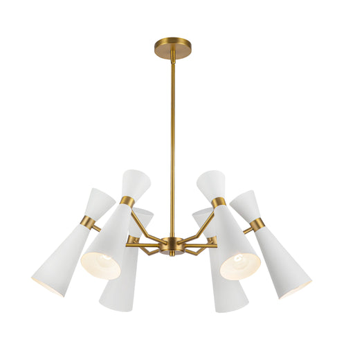 Blake 32-in Chandelier — White/Aged Gold