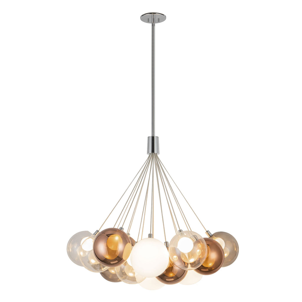 Bolla 28-in Chandelier — Chrome/Mixed Glass