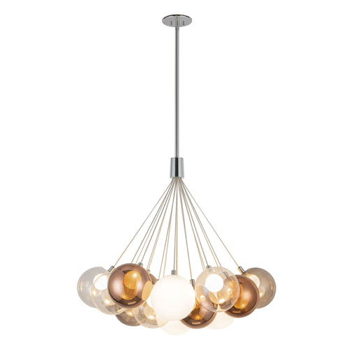 Bolla 28-in Chandelier — Chrome/Mixed Glass