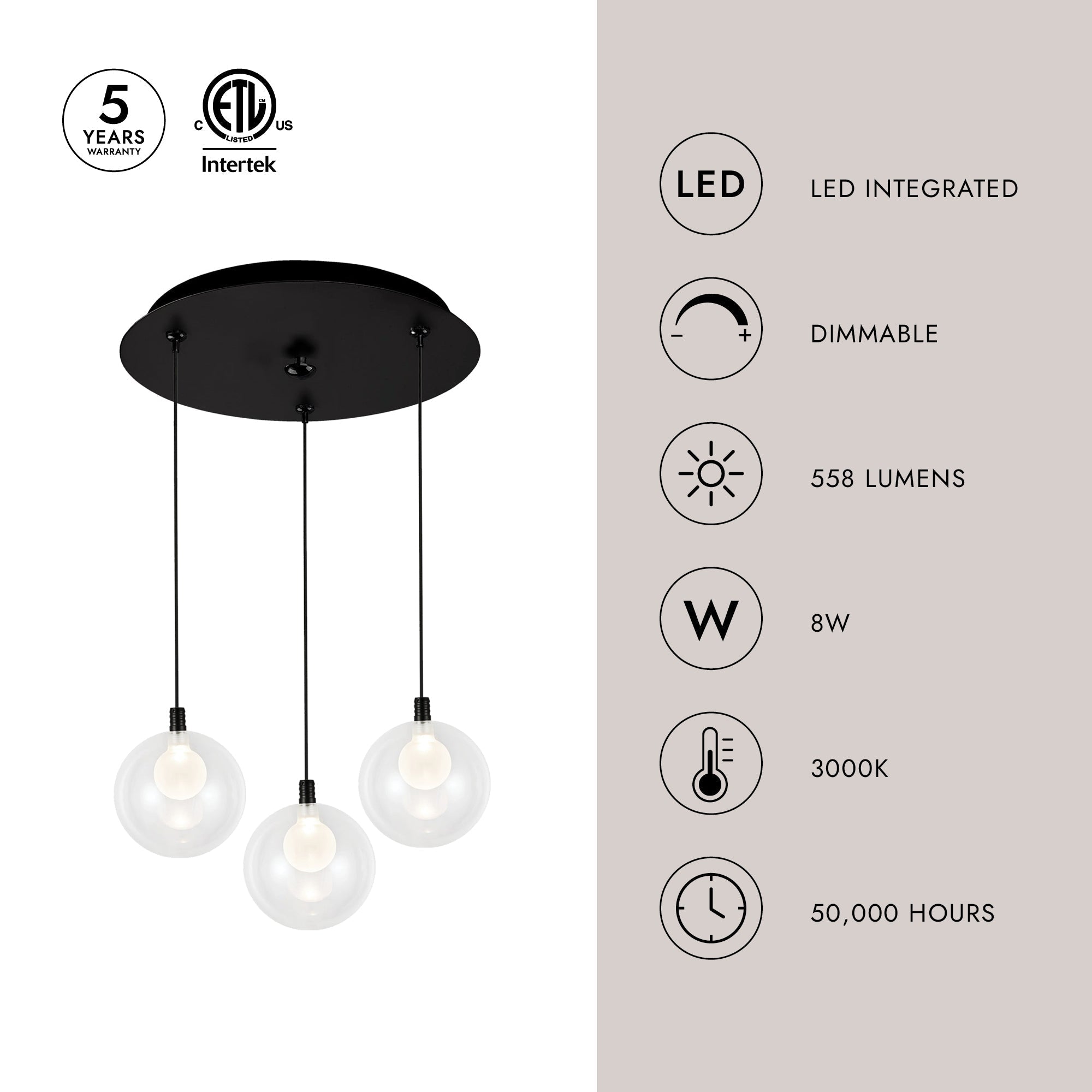 Bolla 6-in 3 Head Multi Pendant