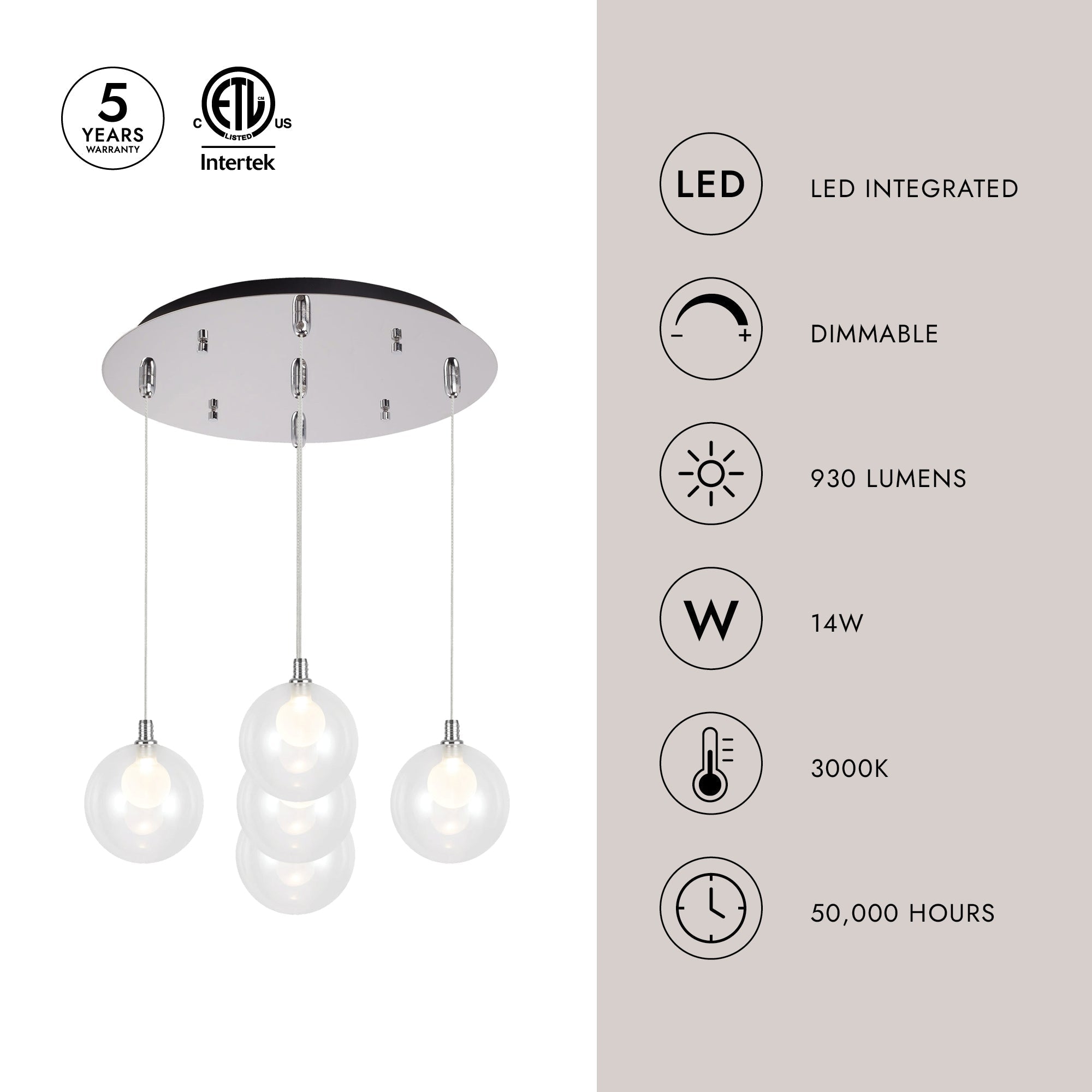 Bolla 6-in 5 Head Multi Pendant