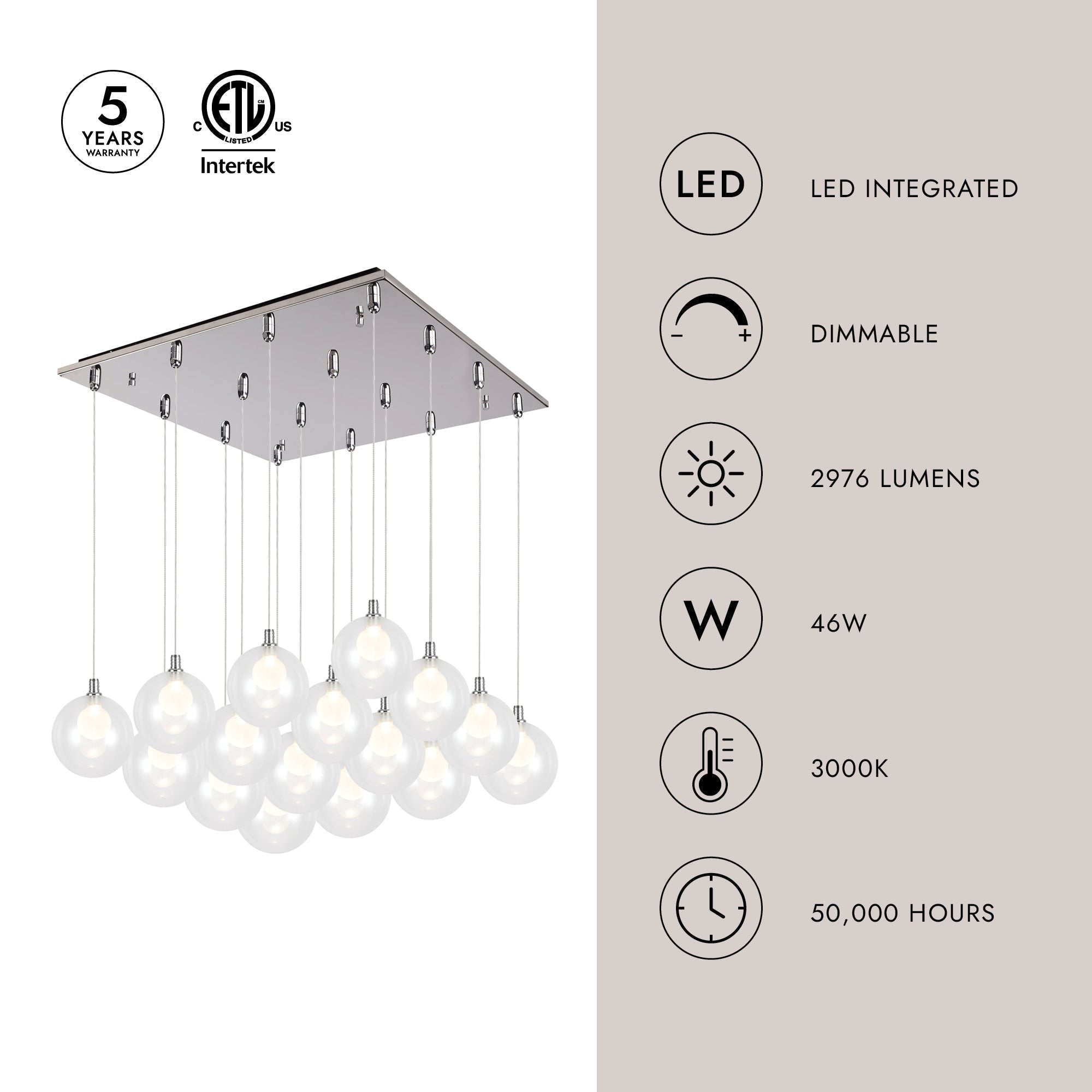 Bolla 6-in 16 Head Multi Pendant