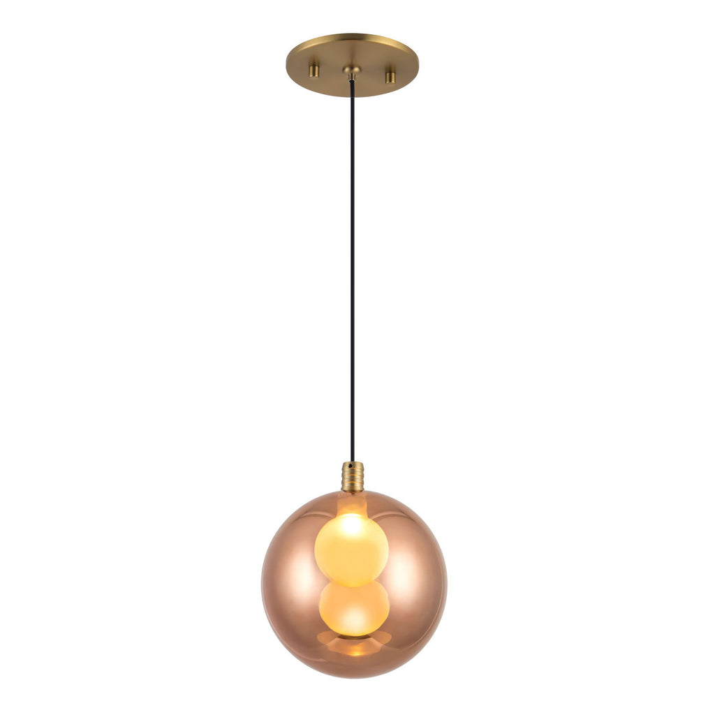 Bolla 6-in Pendant — Brushed Gold/Copper Glass