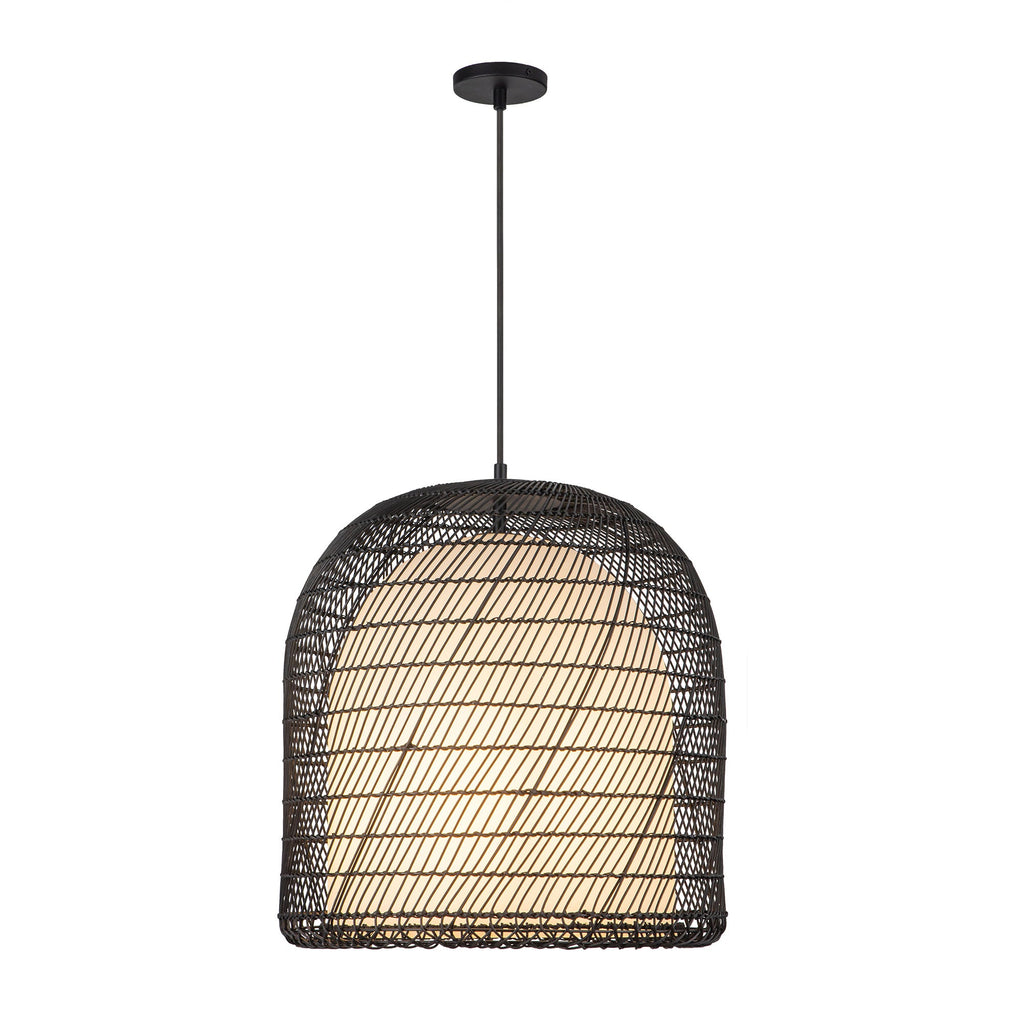 Bondi 20-in Pendant — Matte Black/Opal Glass