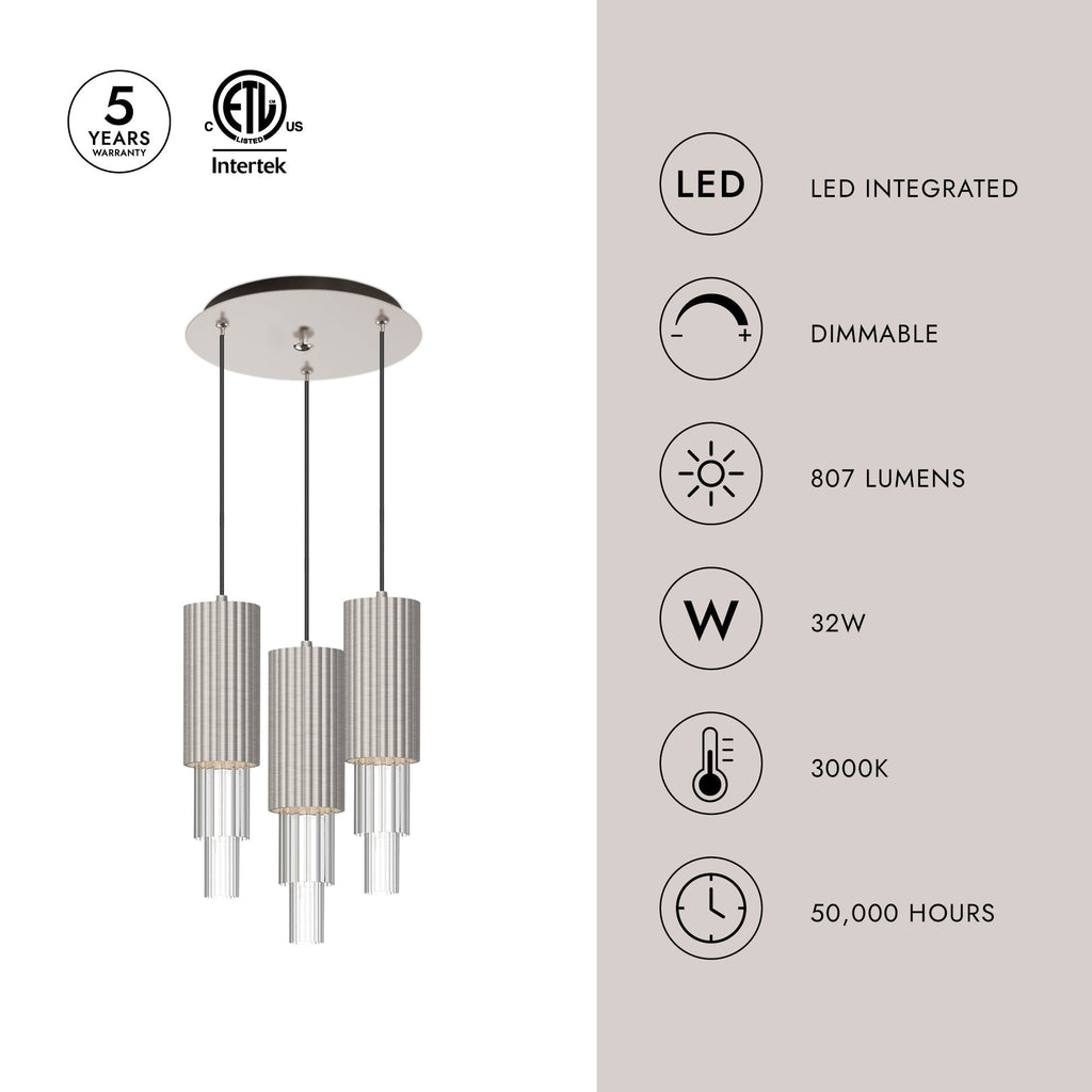 Bordeaux 4-in 3 Head Multi Pendant