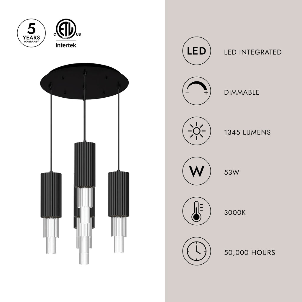 Bordeaux 4-in 5 Head Multi Pendant