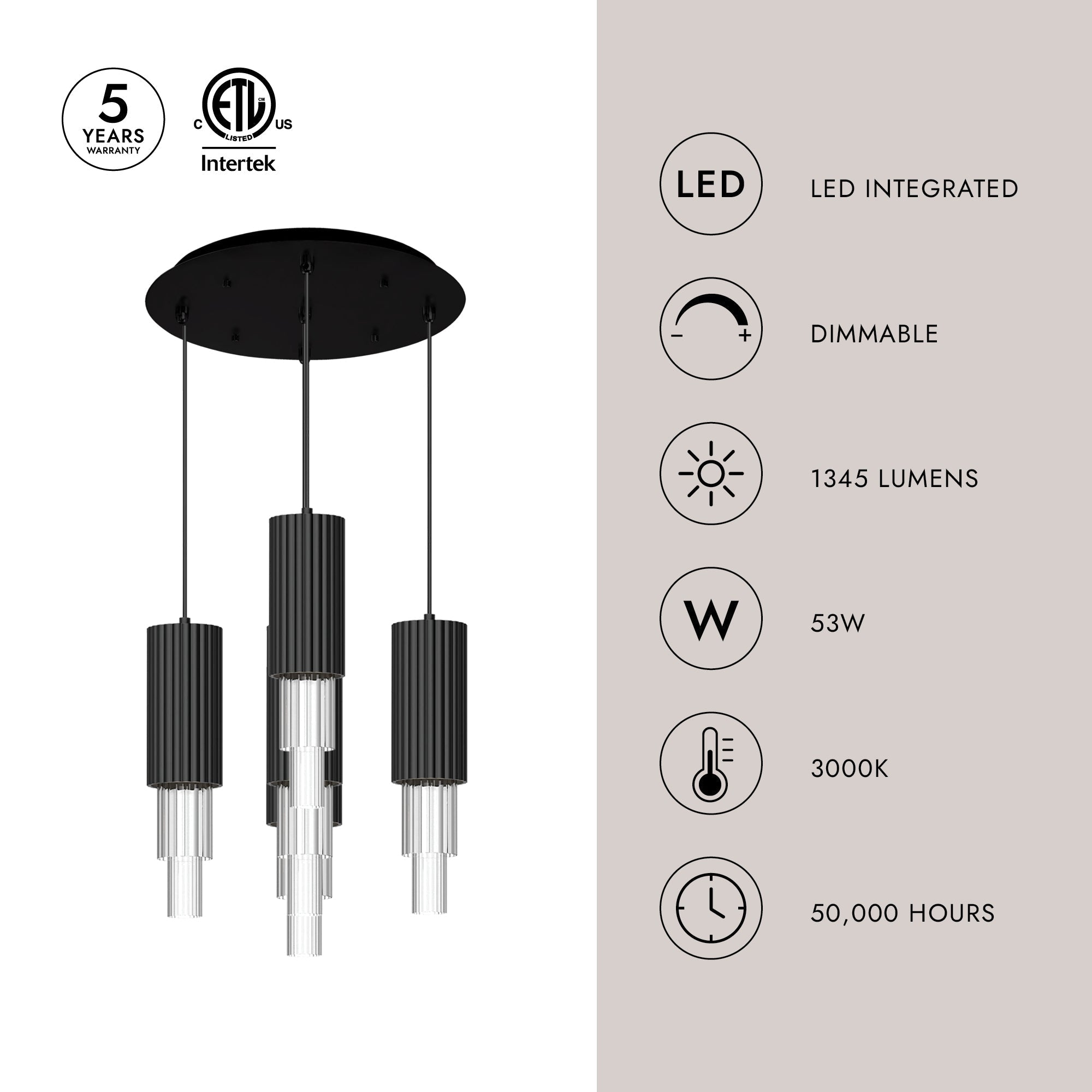 Bordeaux 4-in 5 Head Multi Pendant