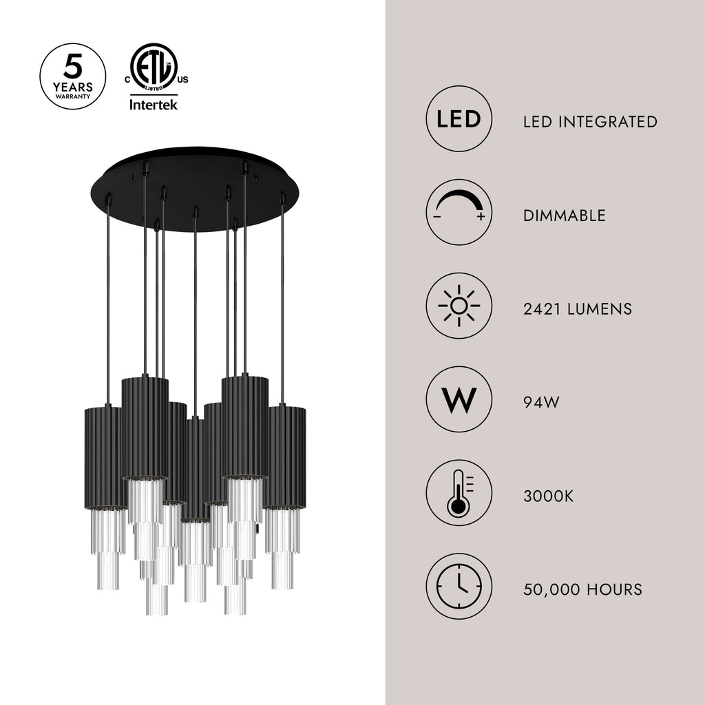 Bordeaux 4-in 9 Head Multi Pendant