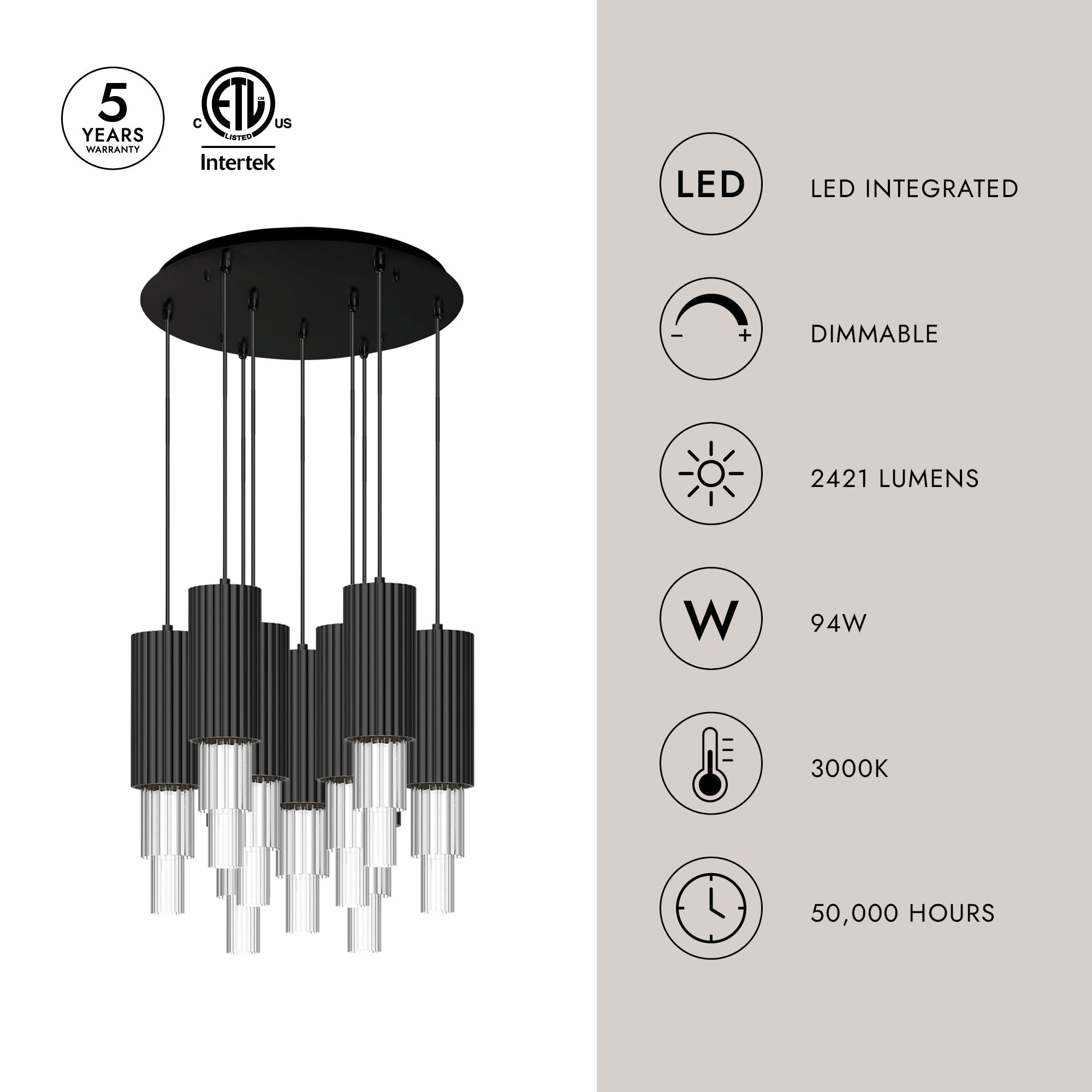 Bordeaux 4-in 9 Head Multi Pendant
