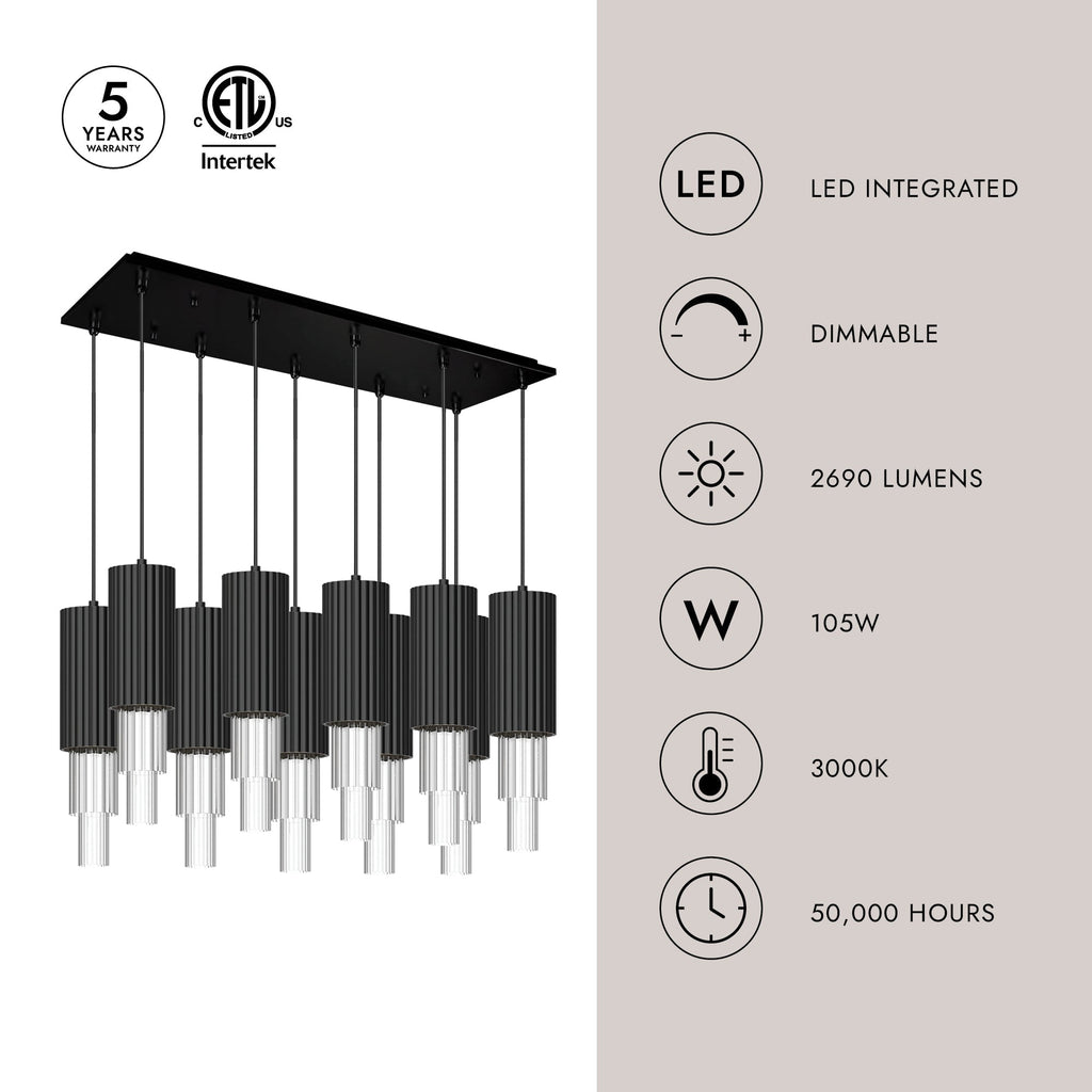 Bordeaux 4-in 10 Head Multi Pendant