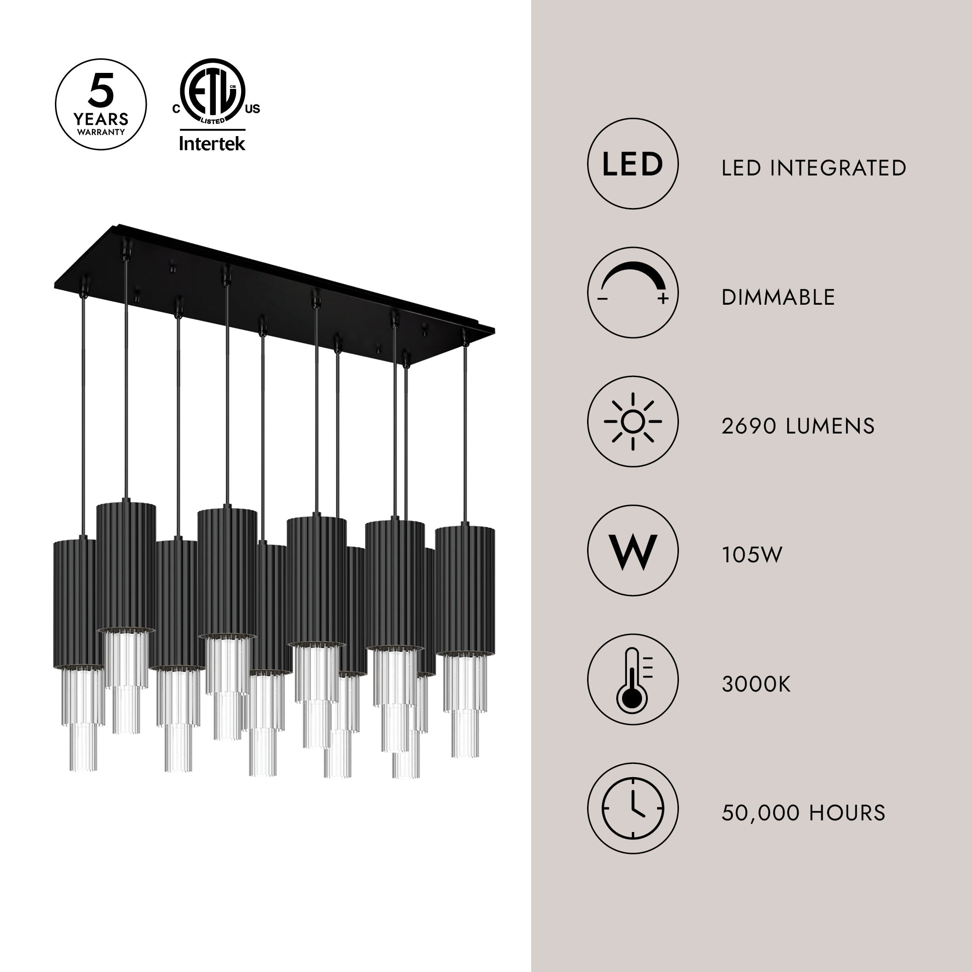 Bordeaux 4-in 10 Head Multi Pendant