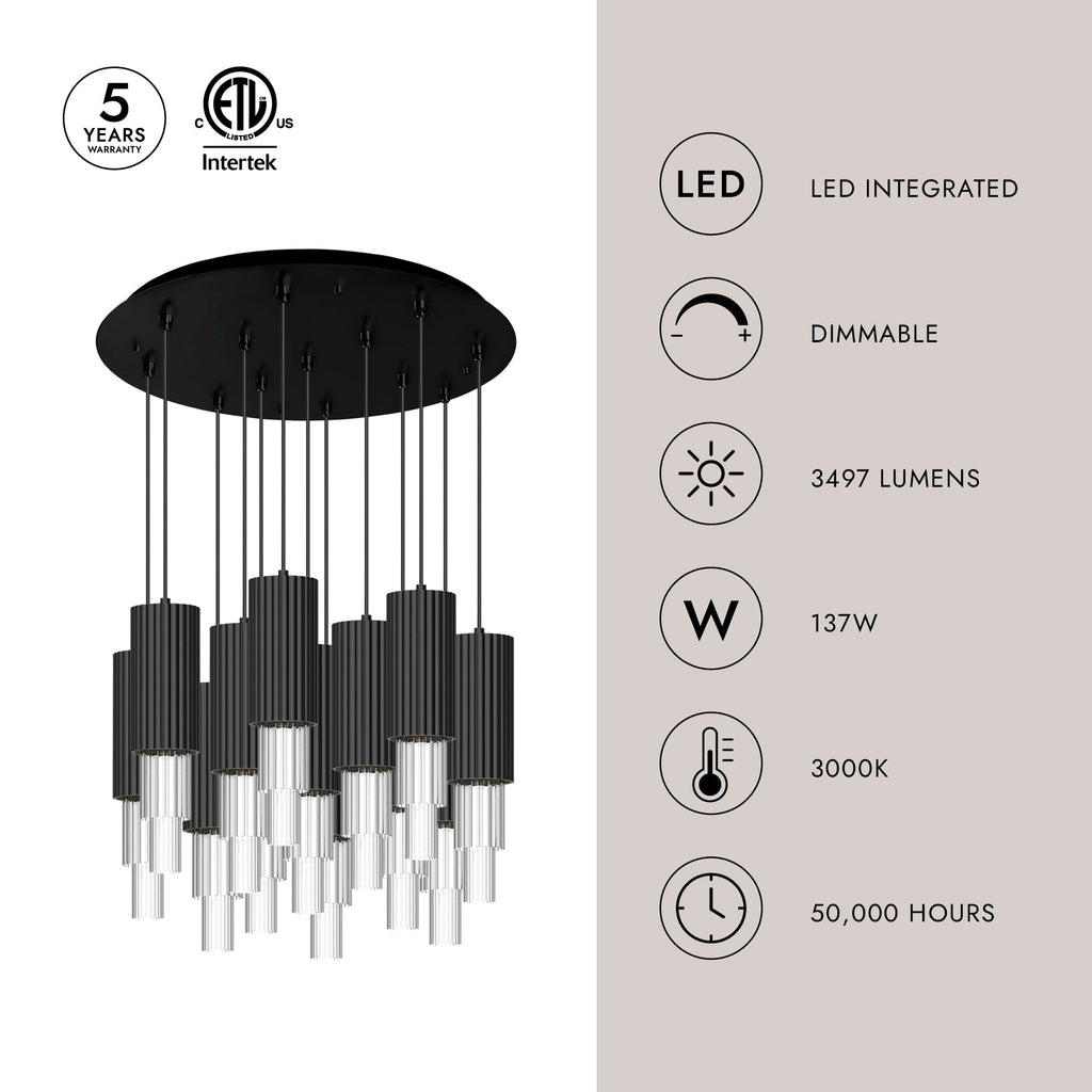 Bordeaux 4-in 13 Head Multi Pendant