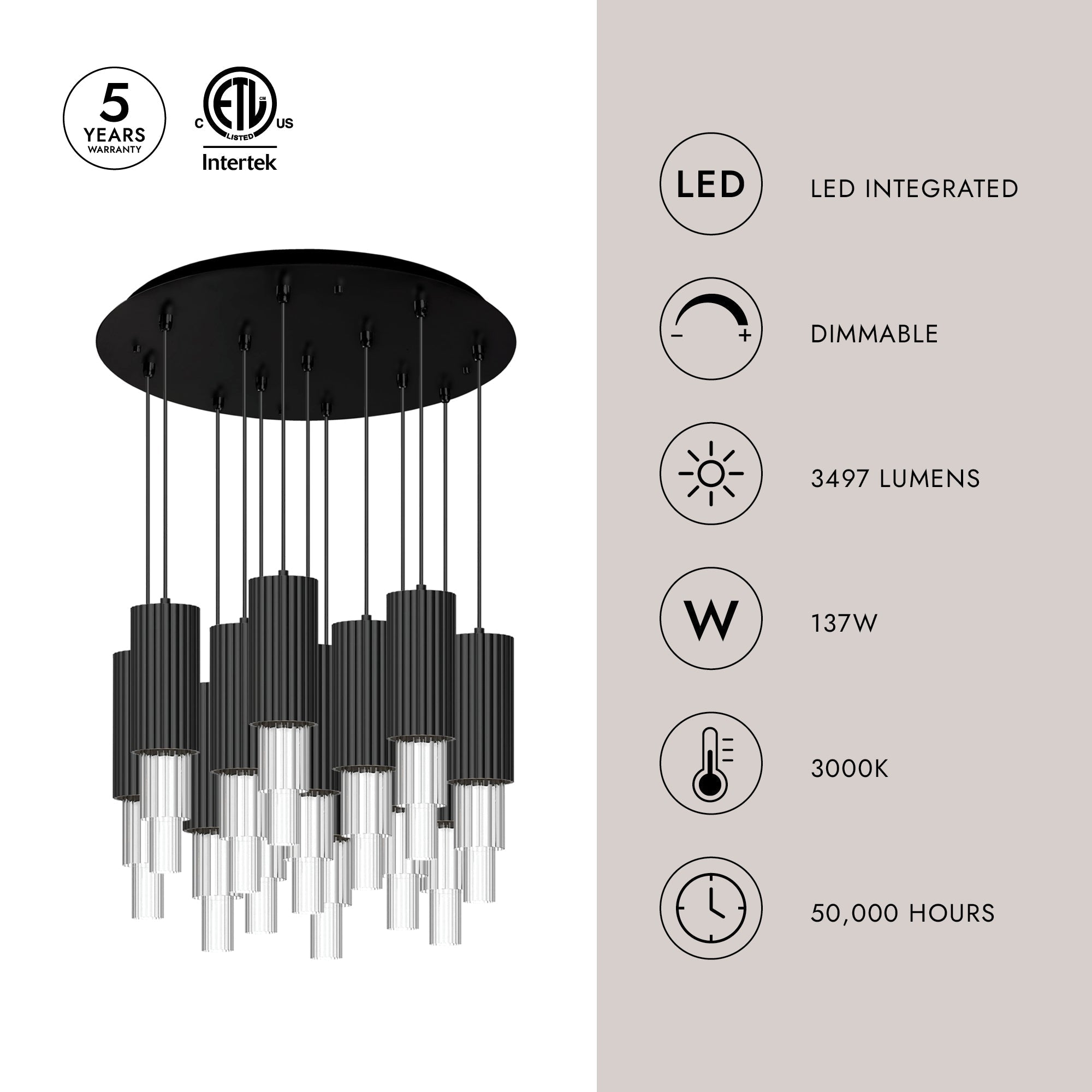 Bordeaux 4-in 13 Head Multi Pendant
