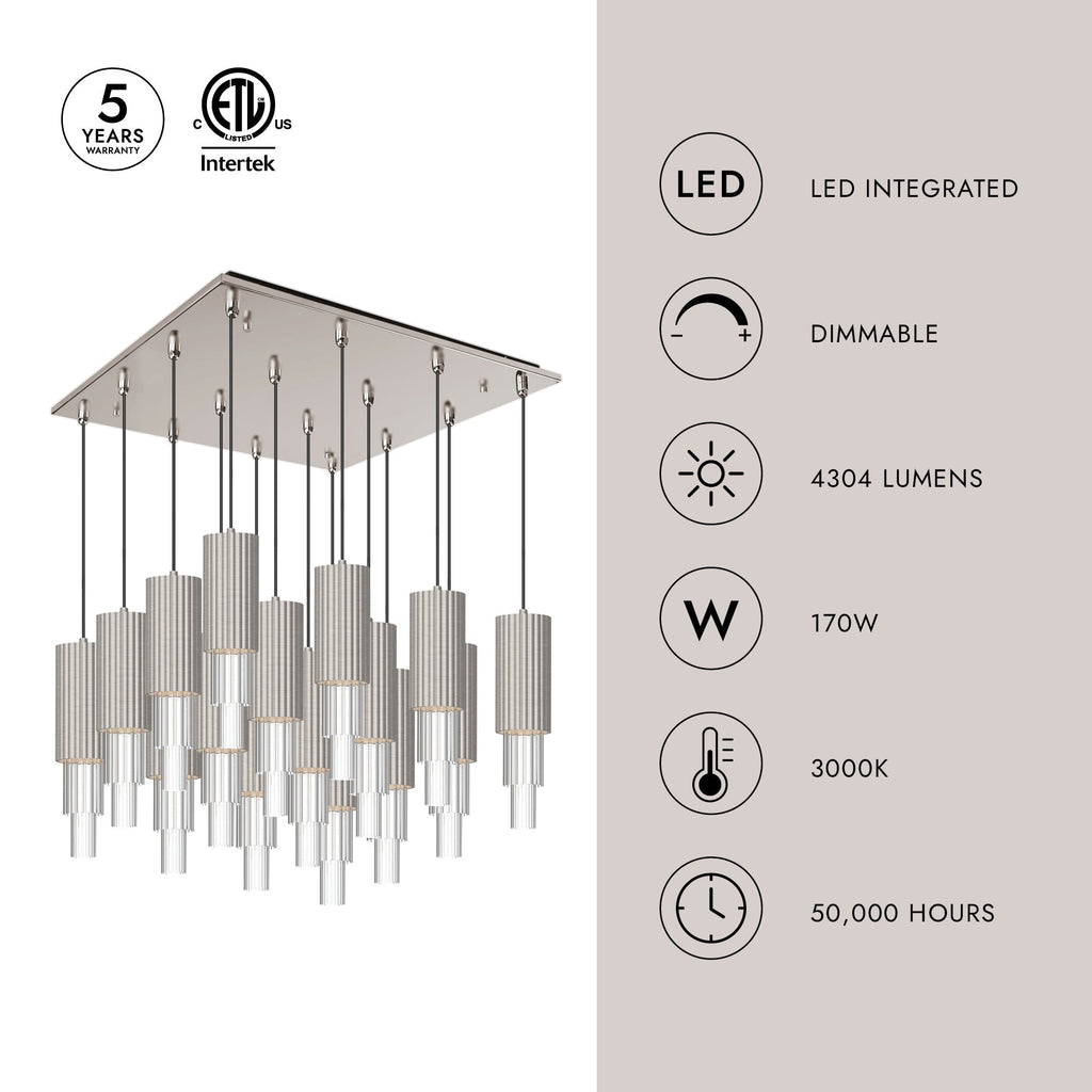 Bordeaux 4-in 16 Head Multi Pendant