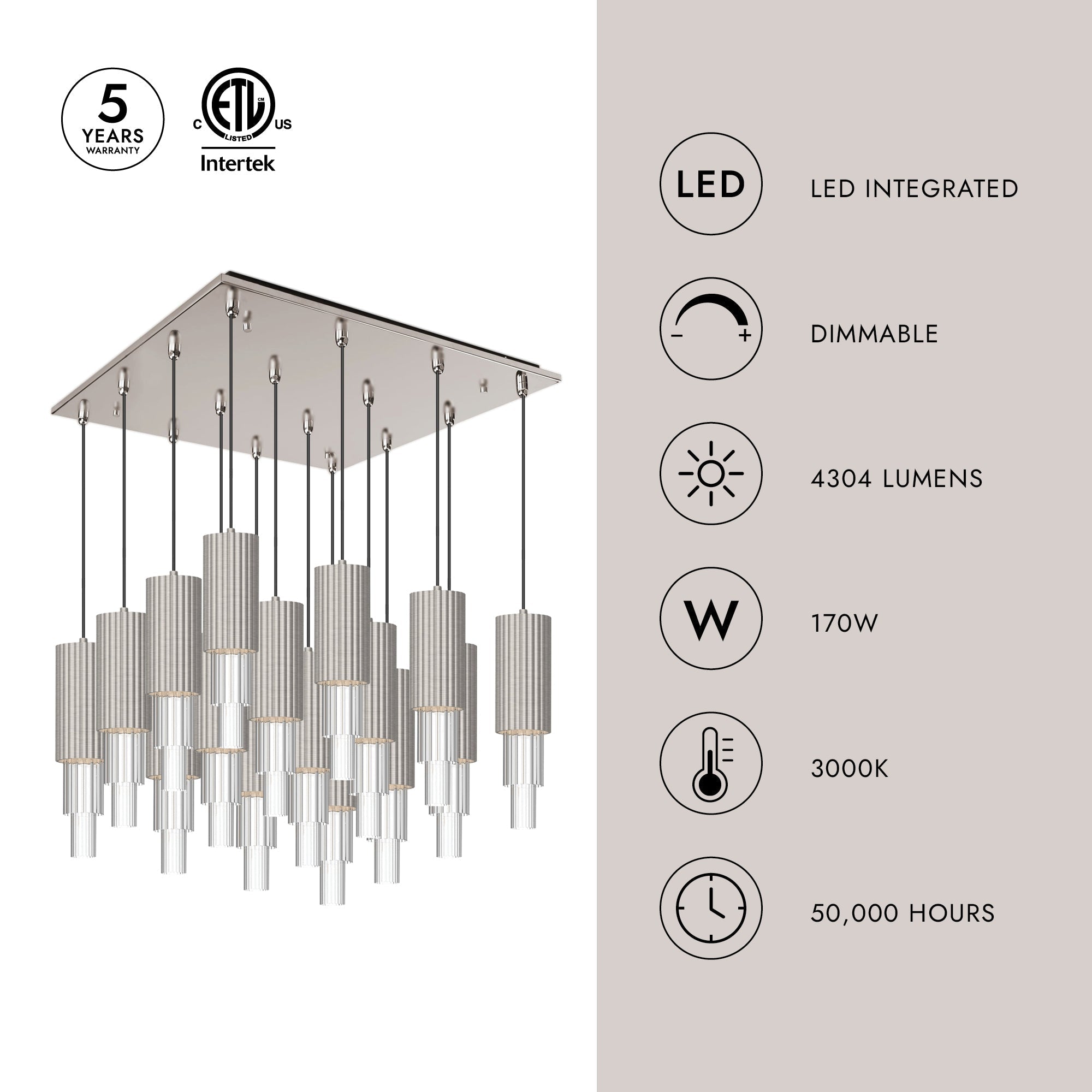 Bordeaux 4-in 16 Head Multi Pendant