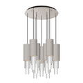 Bordeaux 4-in 9 Head Multi Pendant — Brushed Nickel/Clear Ribbed Glass